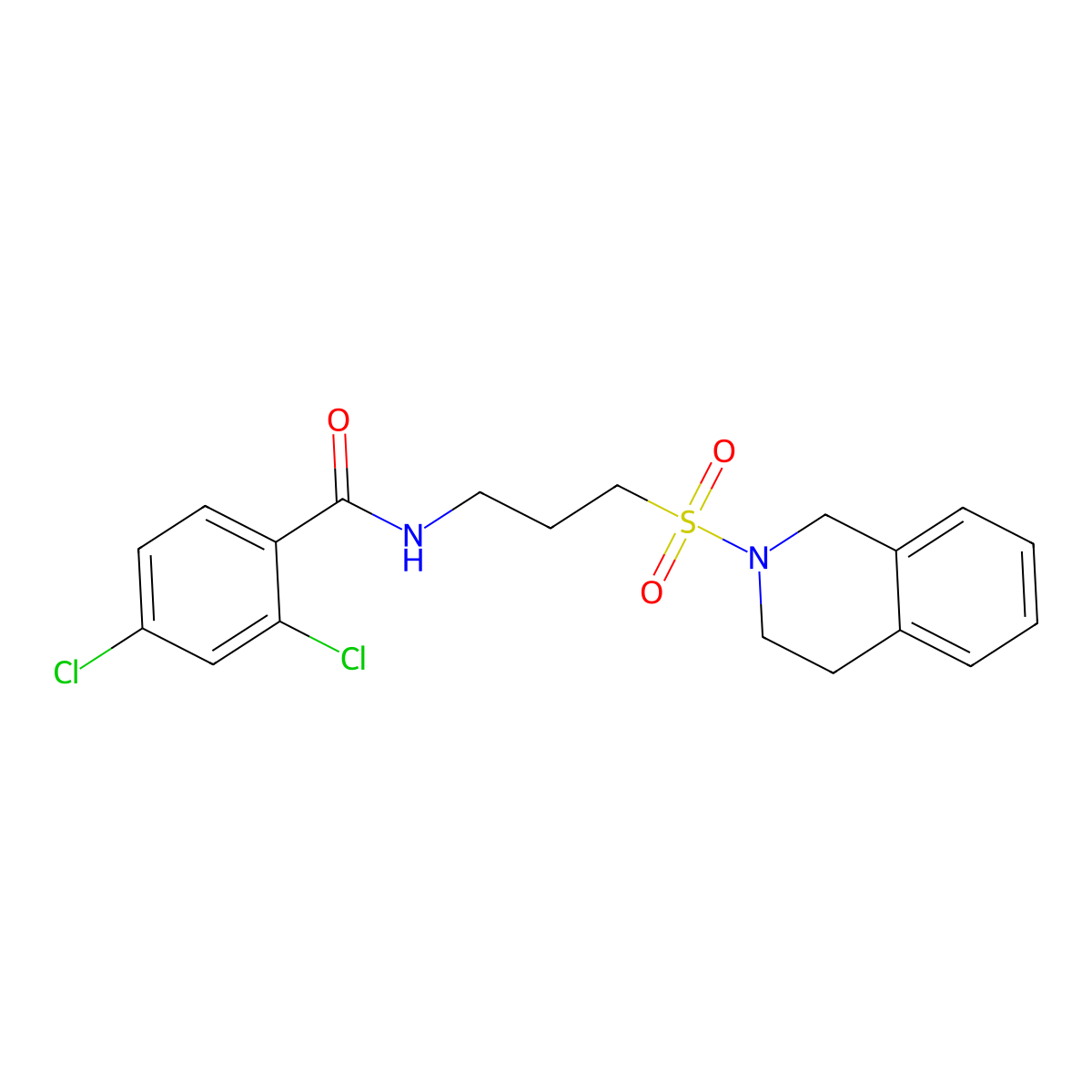 2,4-dichloro-N-[3-(1,2,3,4-tetrahydroisoquinoline-2-sulfonyl)propyl]benzamide molecular structure, CAS 1040641-90-4