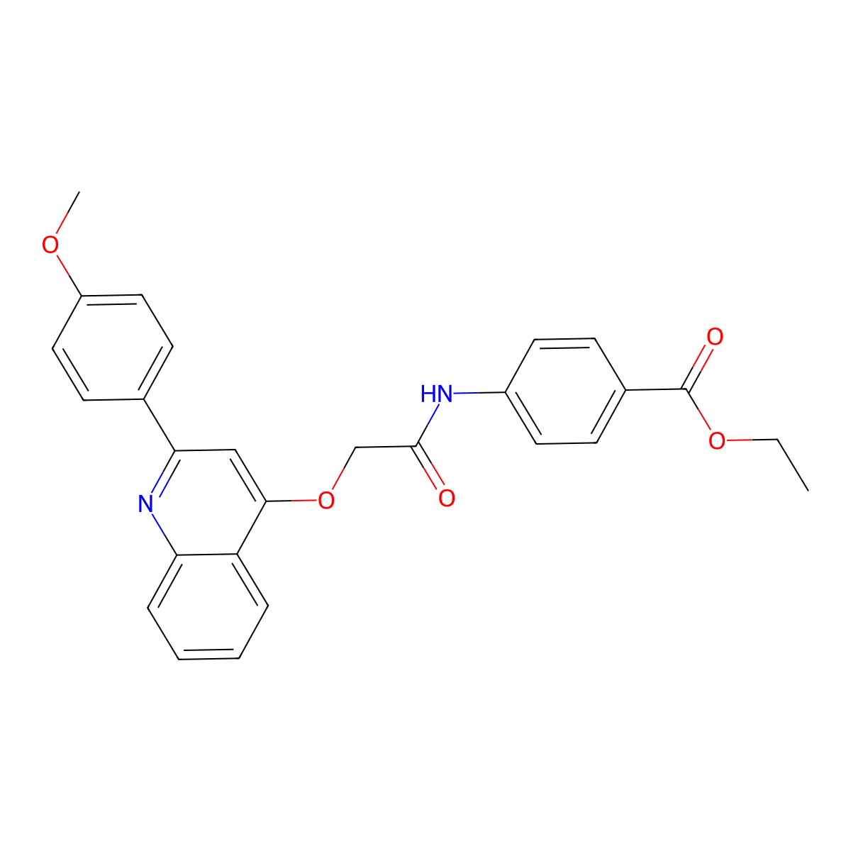 Ethyl 4-(2-{[2-(4-methoxyphenyl)quinolin-4-yl]oxy}acetamido)benzoate molecular structure, CAS 1040641-95-9