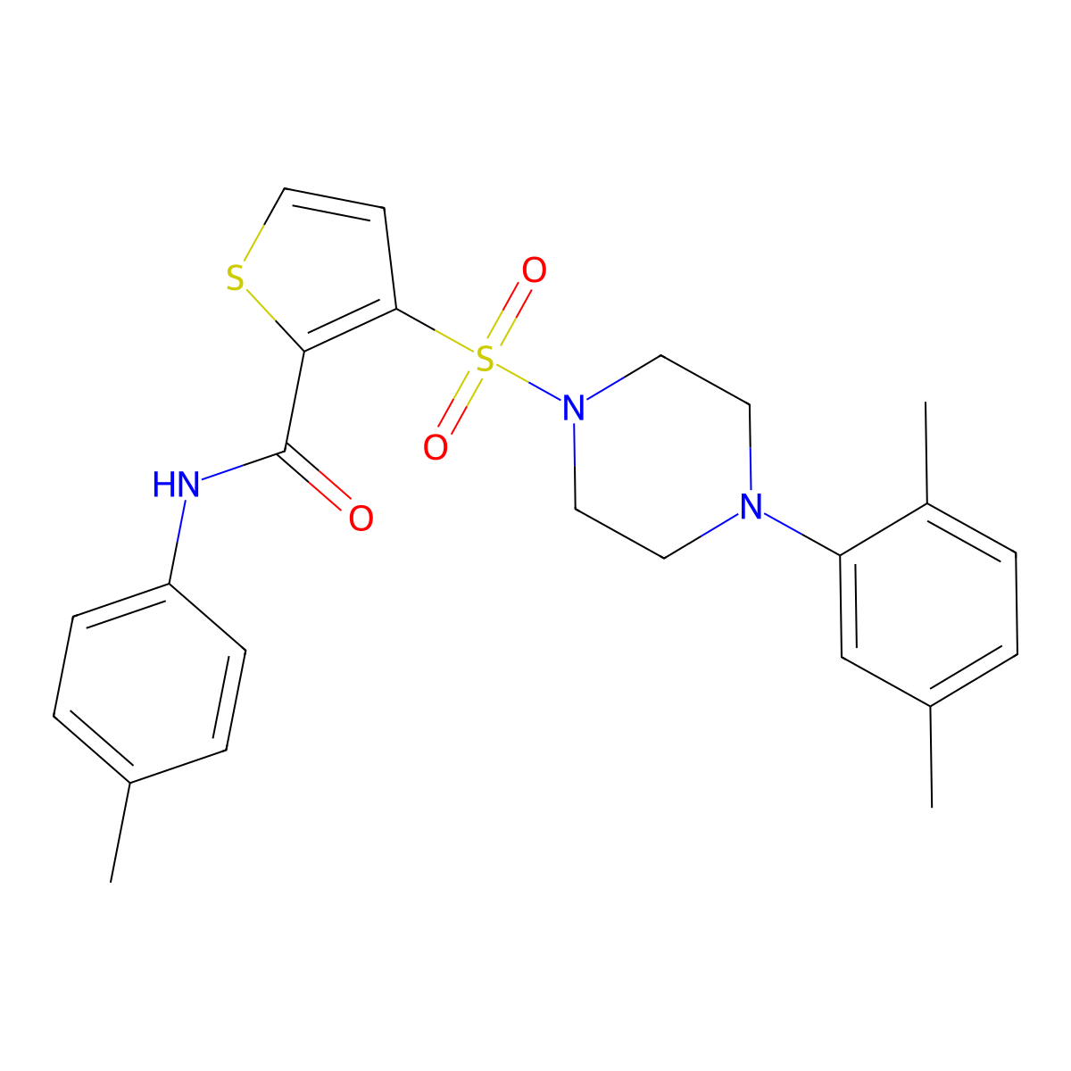 3-{[4-(2,5-dimethylphenyl)piperazin-1-yl]sulfonyl}-N-(4-methylphenyl)thiophene-2-carboxamide molecular structure, CAS 1040642-03-2