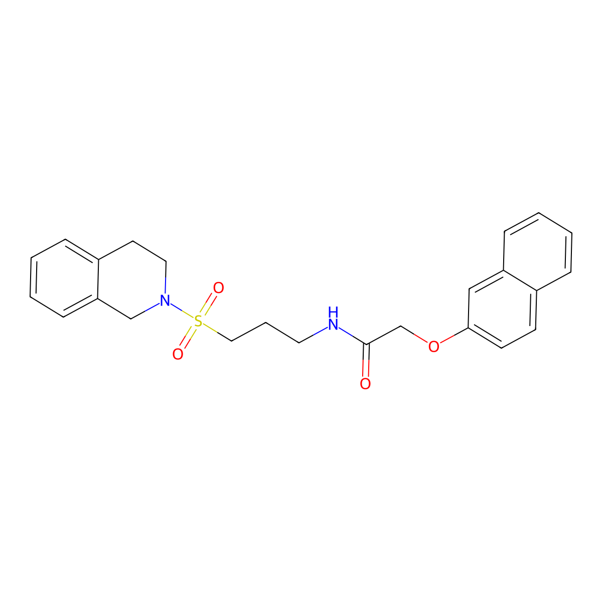 2-(naphthalen-2-yloxy)-N-[3-(1,2,3,4-tetrahydroisoquinoline-2-sulfonyl)propyl]acetamide molecular structure, CAS 1040642-11-2