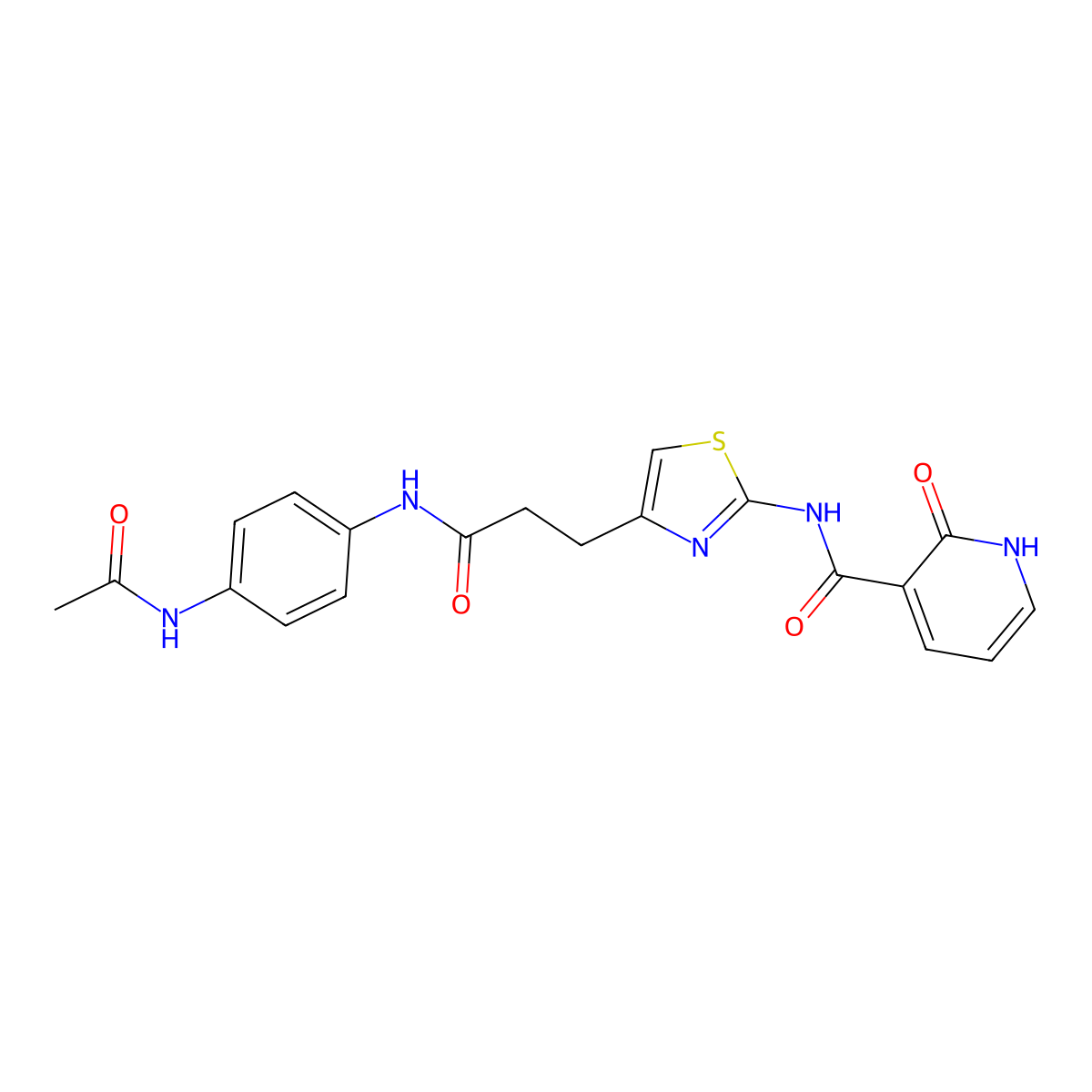 N-(4-(3-((4-acetamidophenyl)amino)-3-oxopropyl)thiazol-2-yl)-2-oxo-1,2-dihydropyridine-3-carboxamide molecular structure, CAS 1040642-13-4