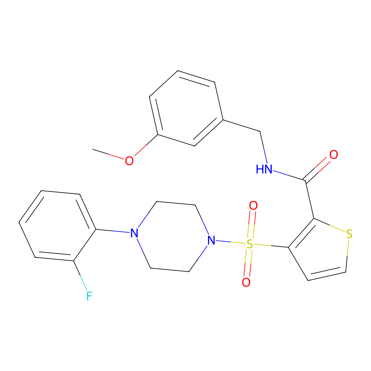 3-{[4-(2-fluorophenyl)piperazin-1-yl]sulfonyl}-N-[(3-methoxyphenyl)methyl]thiophene-2-carboxamide molecular structure, CAS 1040642-17-8