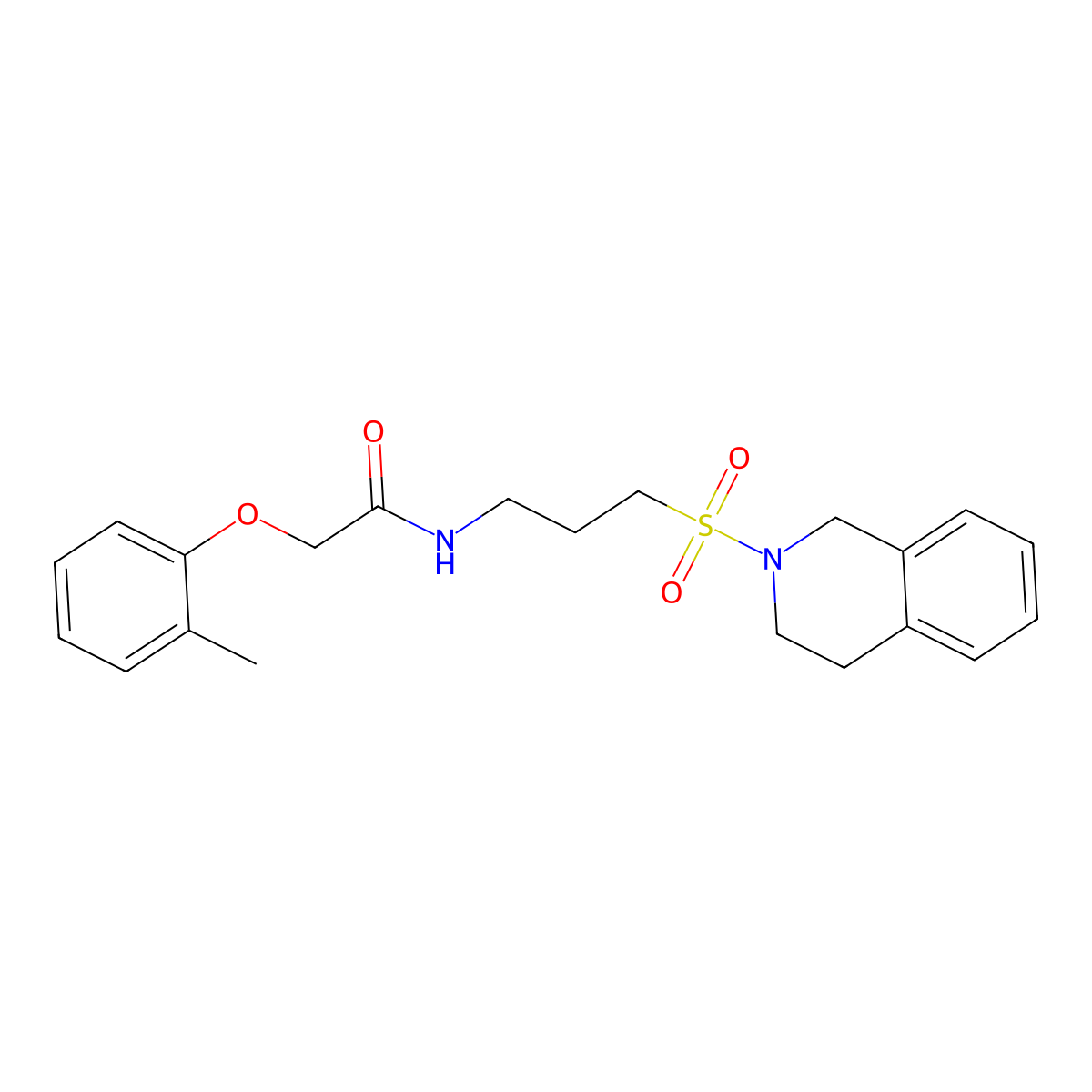 2-(2-methylphenoxy)-N-[3-(1,2,3,4-tetrahydroisoquinoline-2-sulfonyl)propyl]acetamide molecular structure, CAS 1040642-18-9