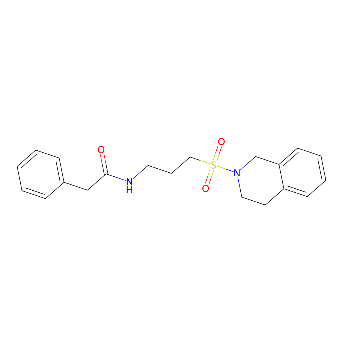2-phenyl-N-[3-(1,2,3,4-tetrahydroisoquinoline-2-sulfonyl)propyl]acetamide molecular structure, CAS 1040642-26-9