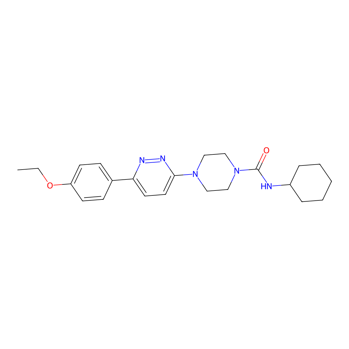 N-cyclohexyl-4-(6-(4-ethoxyphenyl)pyridazin-3-yl)piperazine-1-carboxamide molecular structure, CAS 1040642-27-0