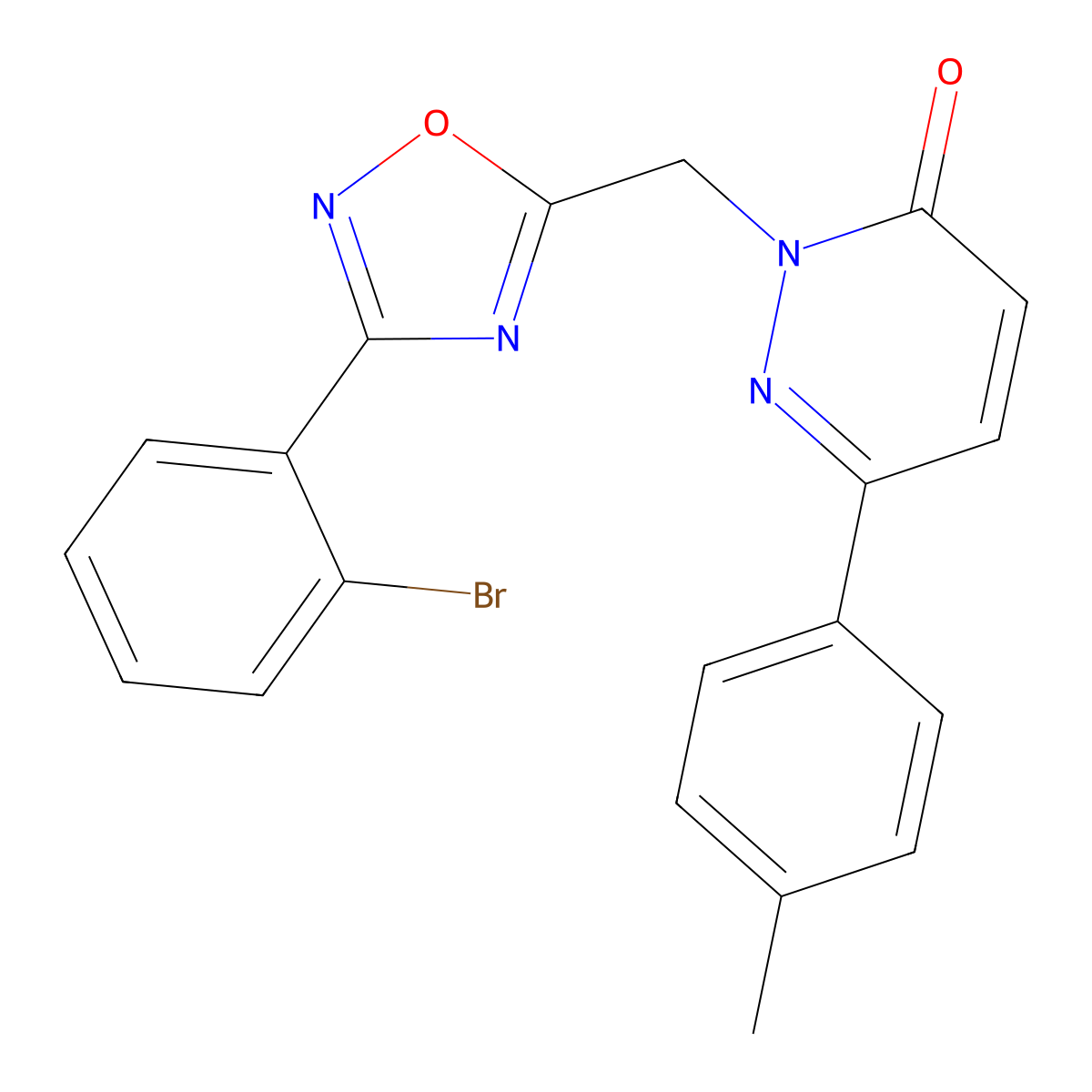 2-{[3-(2-Bromophenyl)-1,2,4-oxadiazol-5-yl]methyl}-6-(4-methylphenyl)-2,3-dihydropyridazin-3-one molecular structure, CAS 1040642-46-3