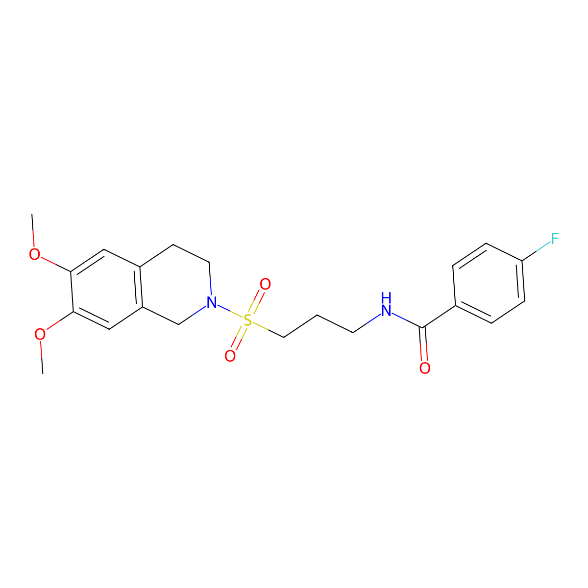 N-{3-[(6,7-dimethoxy-1,2,3,4-tetrahydroisoquinolin-2-yl)sulfonyl]propyl}-4-fluorobenzamide molecular structure, CAS 1040642-53-2