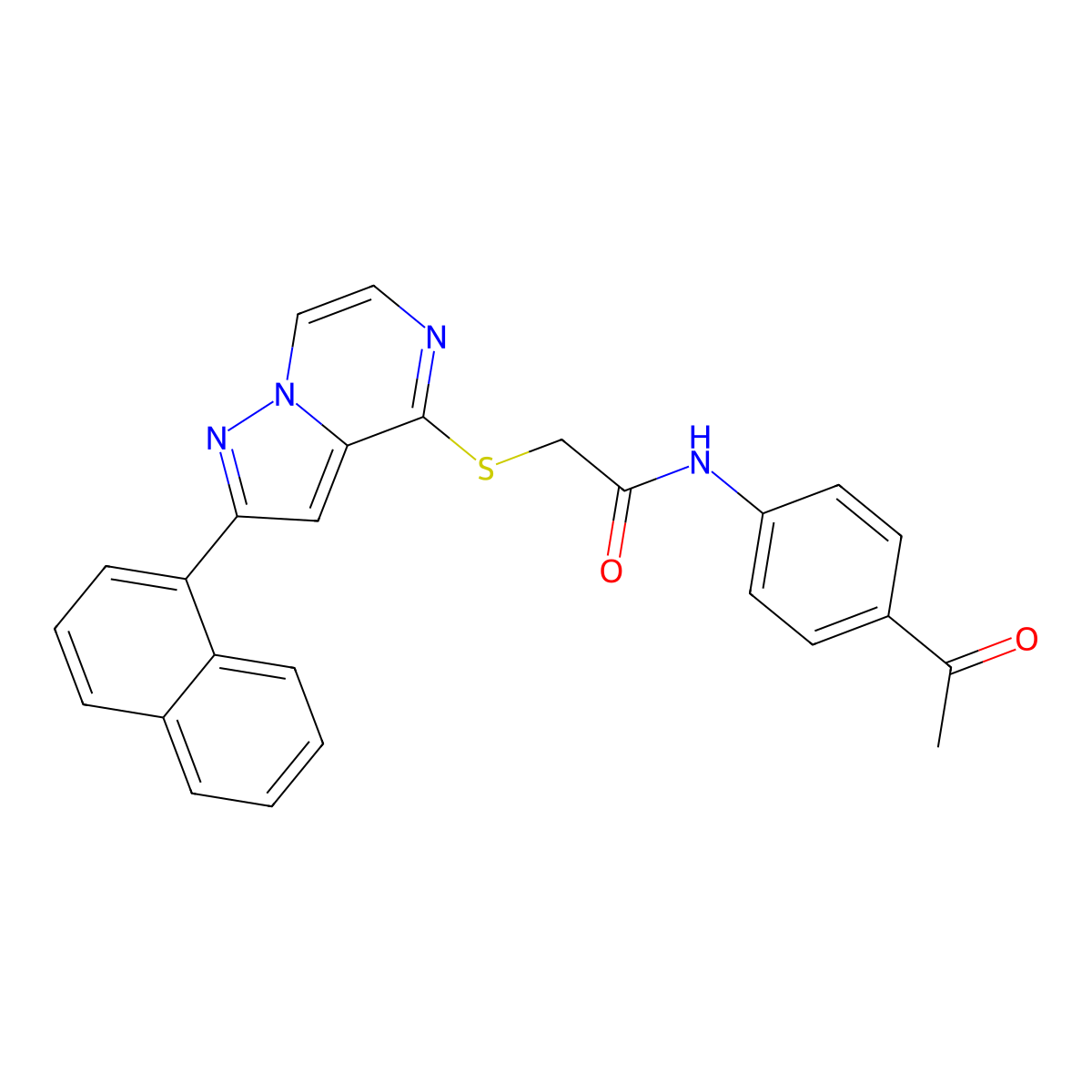 N-(4-acetylphenyl)-2-{[2-(naphthalen-1-yl)pyrazolo[1,5-a]pyrazin-4-yl]sulfanyl}acetamide molecular structure, CAS 1040642-57-6