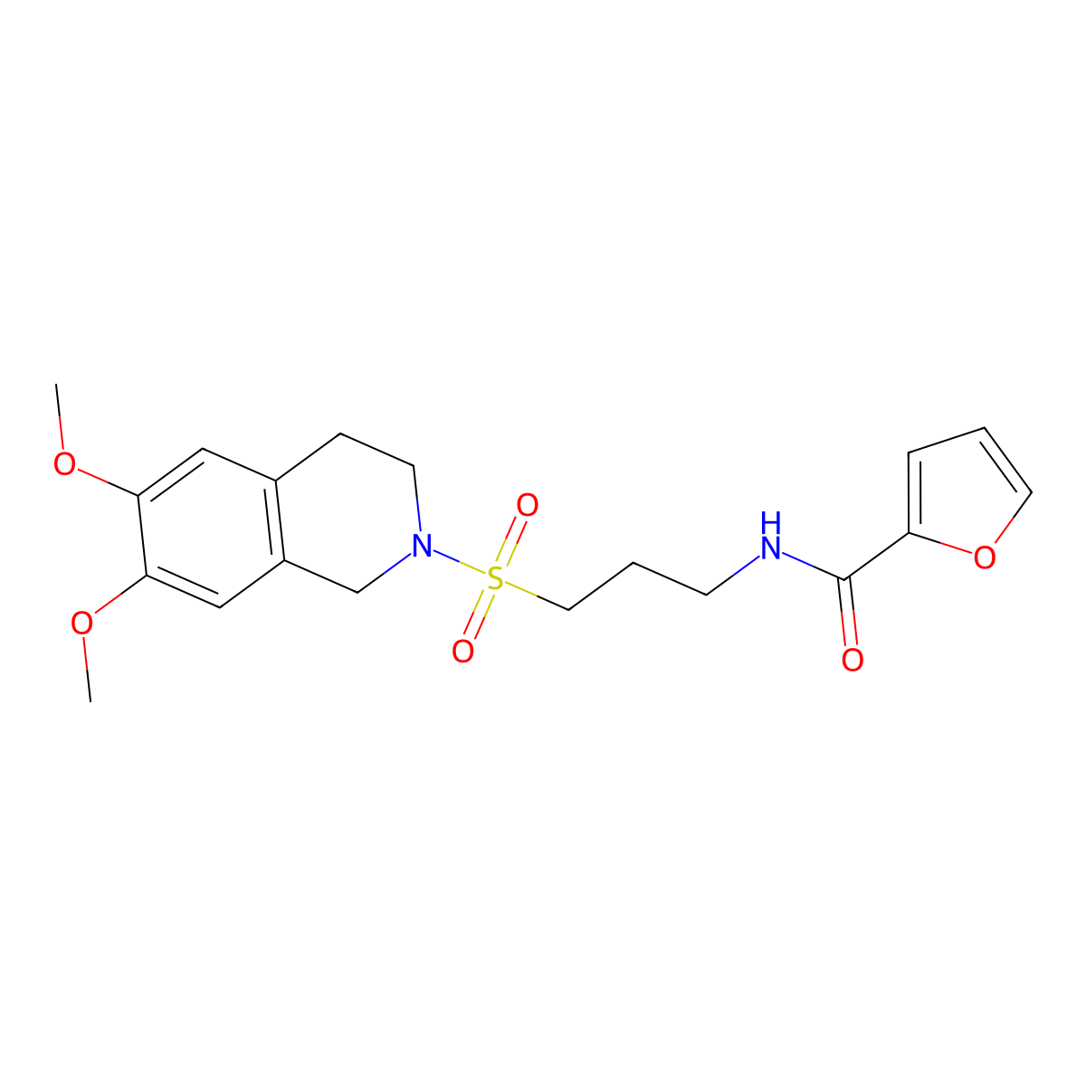 N-{3-[(6,7-dimethoxy-1,2,3,4-tetrahydroisoquinolin-2-yl)sulfonyl]propyl}furan-2-carboxamide molecular structure, CAS 1040642-61-2