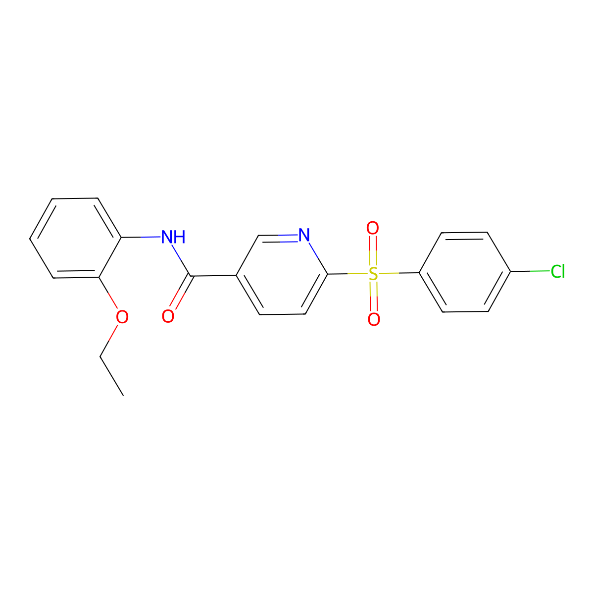 6-((4-chlorophenyl)sulfonyl)-N-(2-ethoxyphenyl)nicotinamide molecular structure, CAS 1040642-75-8