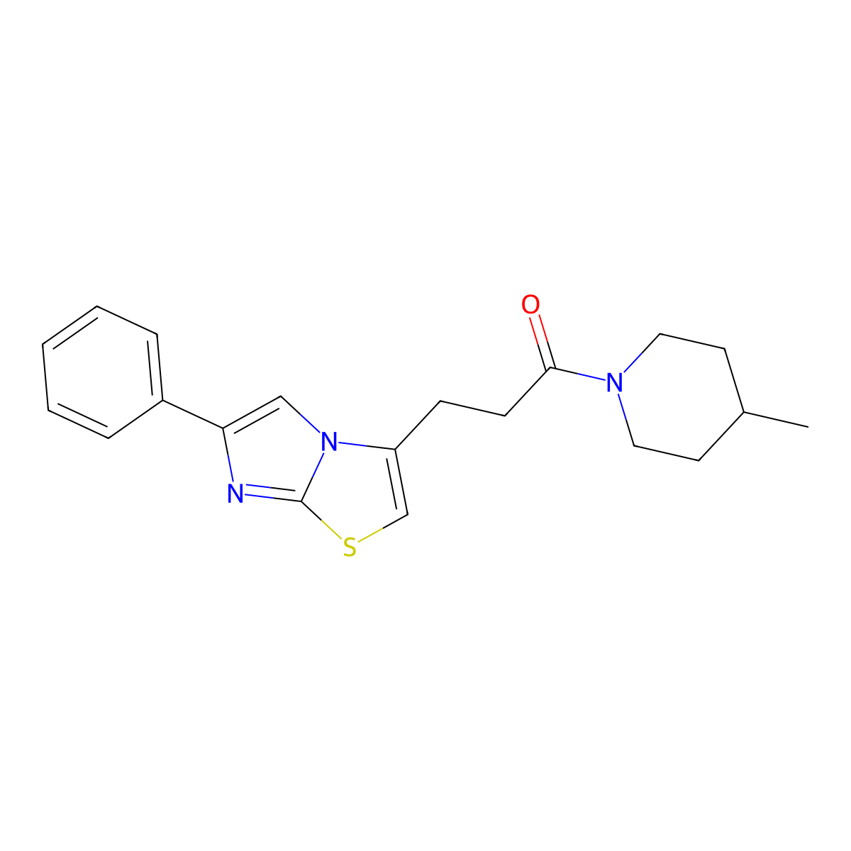 1-(4-Methylpiperidin-1-yl)-3-{6-phenylimidazo[2,1-b][1,3]thiazol-3-yl}propan-1-one molecular structure, CAS 1040642-87-2