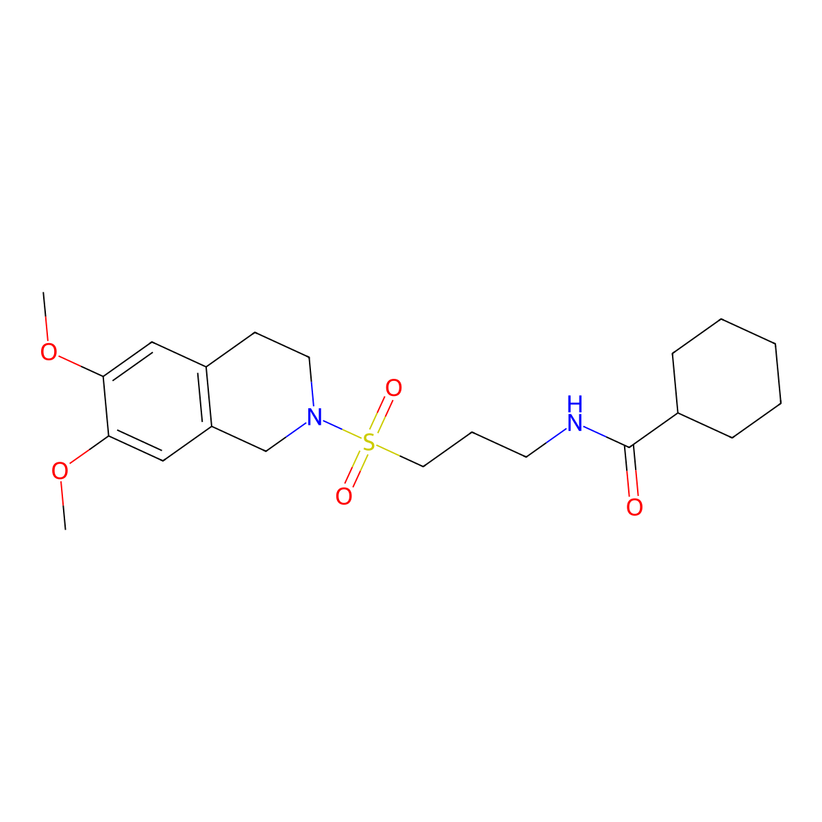 N-{3-[(6,7-dimethoxy-1,2,3,4-tetrahydroisoquinolin-2-yl)sulfonyl]propyl}cyclohexanecarboxamide molecular structure, CAS 1040642-93-0