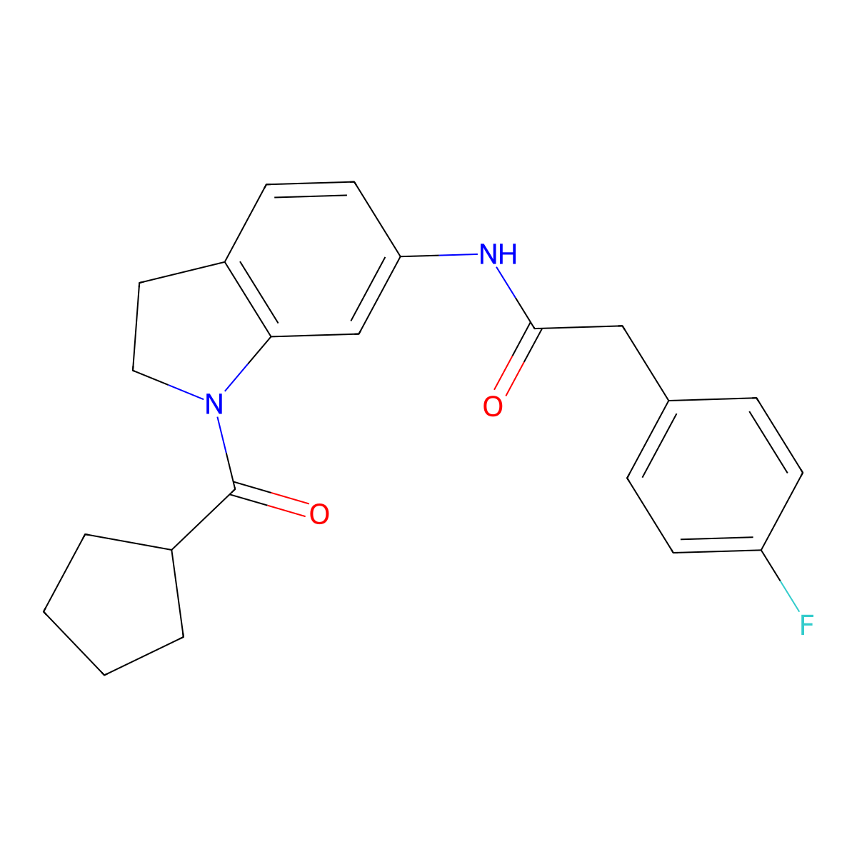 N-(1-(cyclopentanecarbonyl)indolin-6-yl)-2-(4-fluorophenyl)acetamide molecular structure, CAS 1040642-94-1