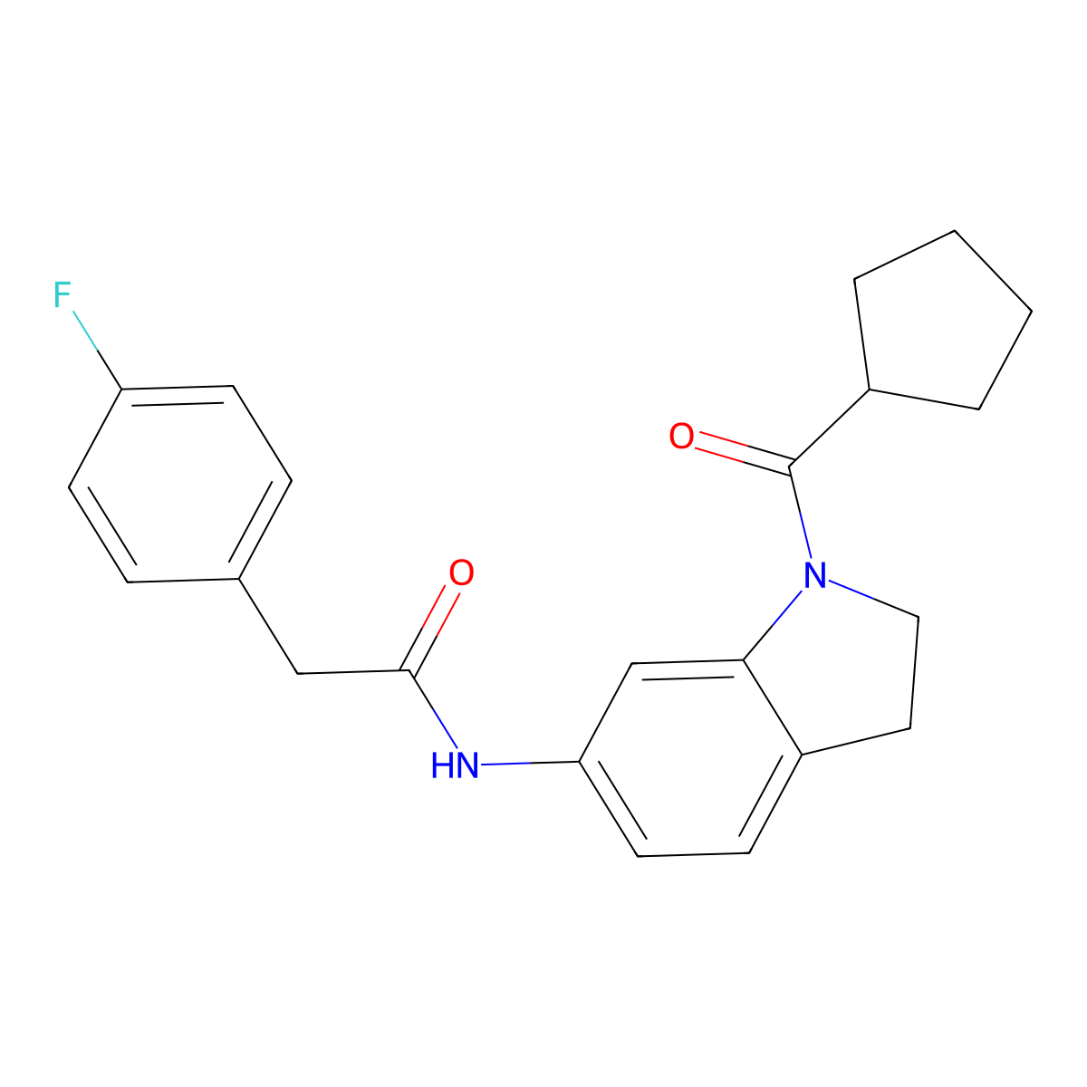 N-(1-(cyclopentanecarbonyl)indolin-6-yl)-2-(4-fluorophenyl)acetamide molecular structure, CAS 1040642-94-1