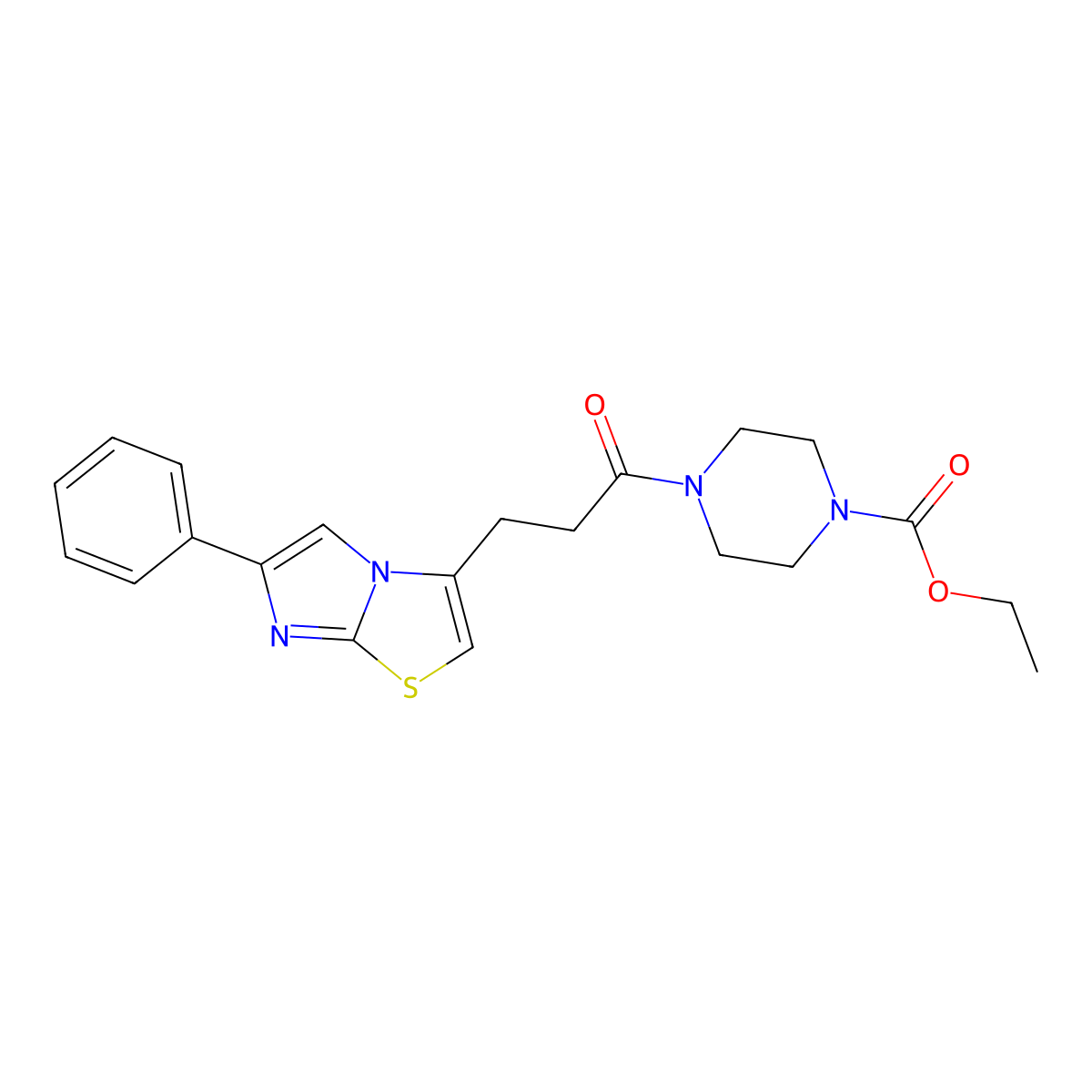Ethyl 4-(3-(6-phenylimidazo[2,1-b]thiazol-3-yl)propanoyl)piperazine-1-carboxylate molecular structure, CAS 1040642-95-2