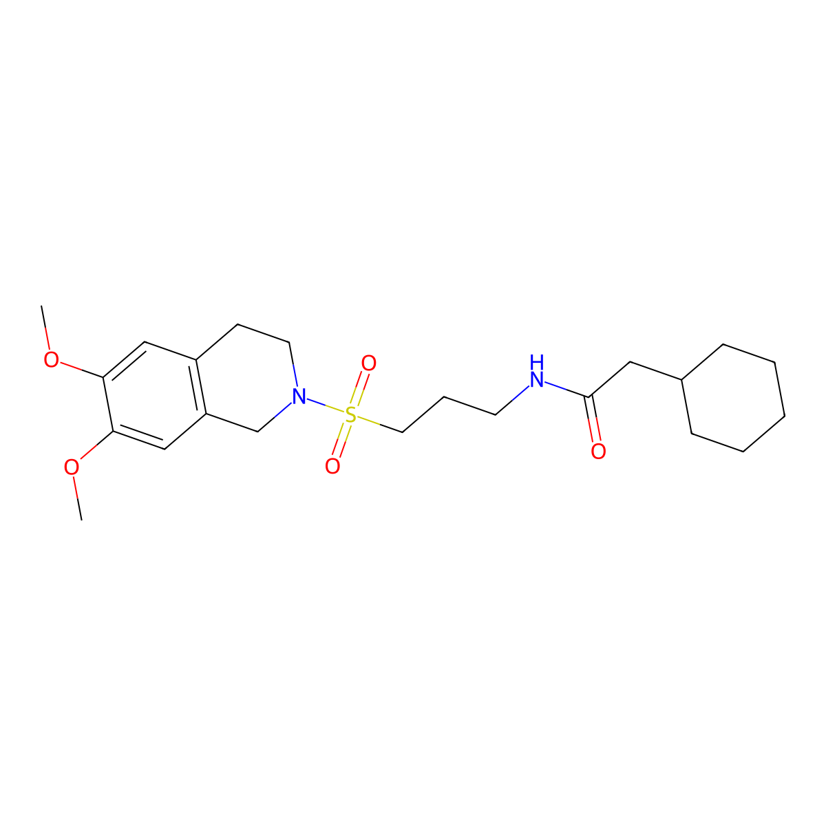 2-cyclohexyl-N-{3-[(6,7-dimethoxy-1,2,3,4-tetrahydroisoquinolin-2-yl)sulfonyl]propyl}acetamide molecular structure, CAS 1040643-01-3