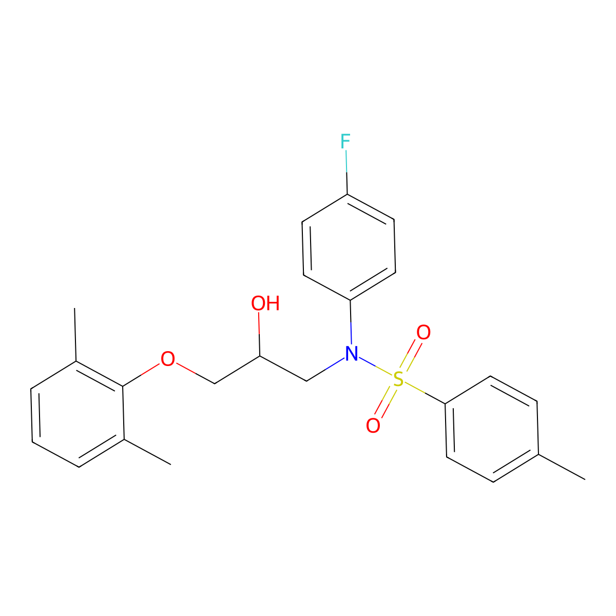 N-(3-(2,6-dimethylphenoxy)-2-hydroxypropyl)-N-(4-fluorophenyl)-4-methylbenzenesulfonamide molecular structure, CAS 1040643-04-6