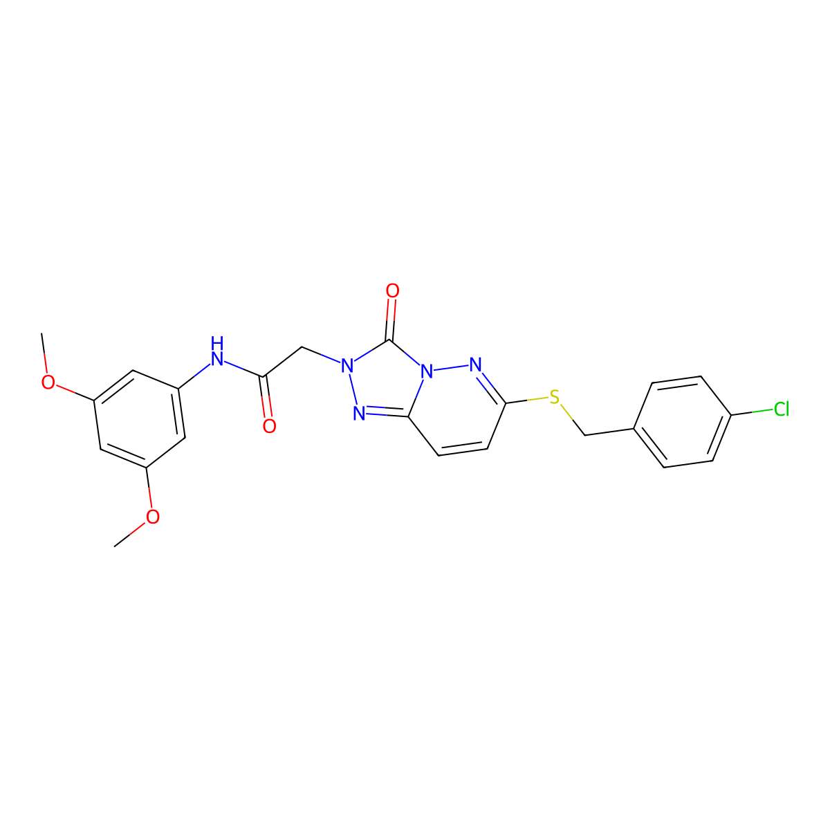 2-(6-{[(4-chlorophenyl)methyl]sulfanyl}-3-oxo-2H,3H-[1,2,4]triazolo[4,3-b]pyridazin-2-yl)-N-(3,5-dimethoxyphenyl)acetamide molecular structure, CAS 1040643-07-9