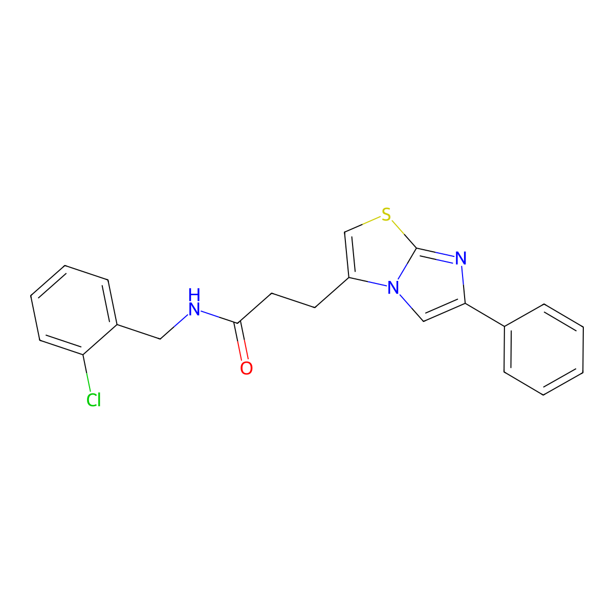N-(2-chlorobenzyl)-3-(6-phenylimidazo[2,1-b]thiazol-3-yl)propanamide molecular structure, CAS 1040643-19-3