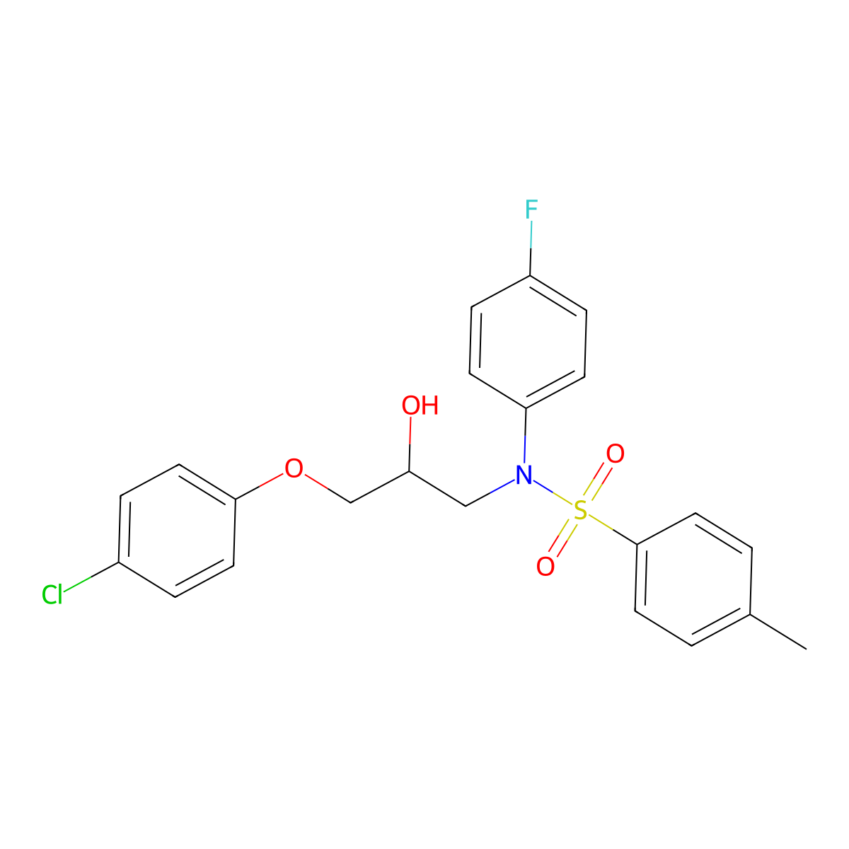 N-(3-(4-chlorophenoxy)-2-hydroxypropyl)-N-(4-fluorophenyl)-4-methylbenzenesulfonamide molecular structure, CAS 1040643-20-6