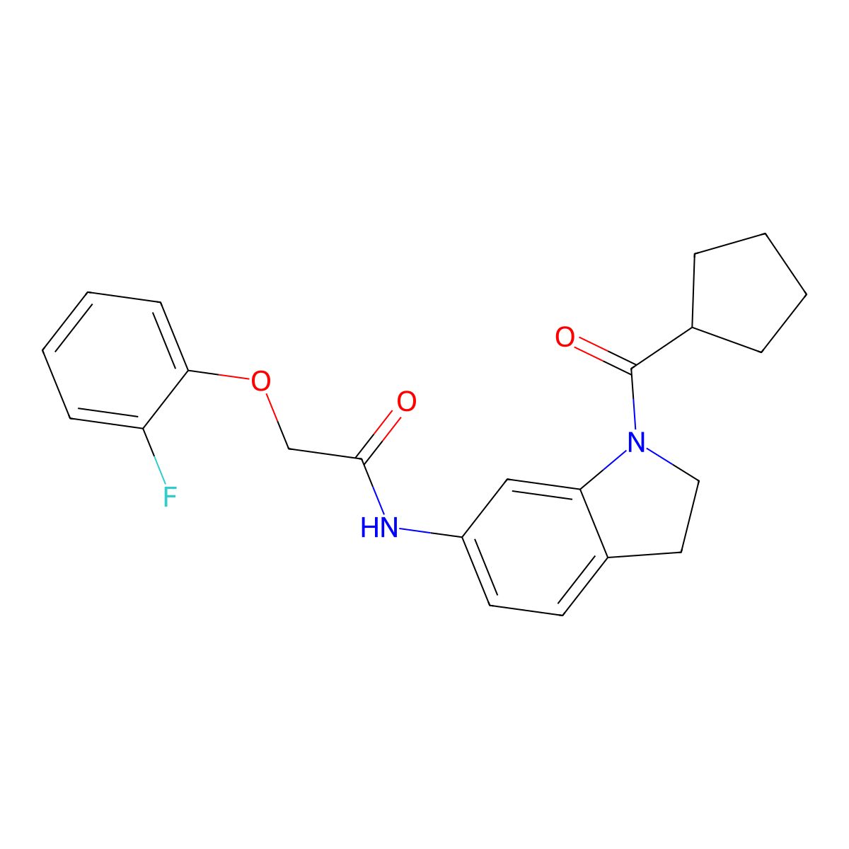 N-(1-(cyclopentanecarbonyl)indolin-6-yl)-2-(2-fluorophenoxy)acetamide molecular structure, CAS 1040643-26-2