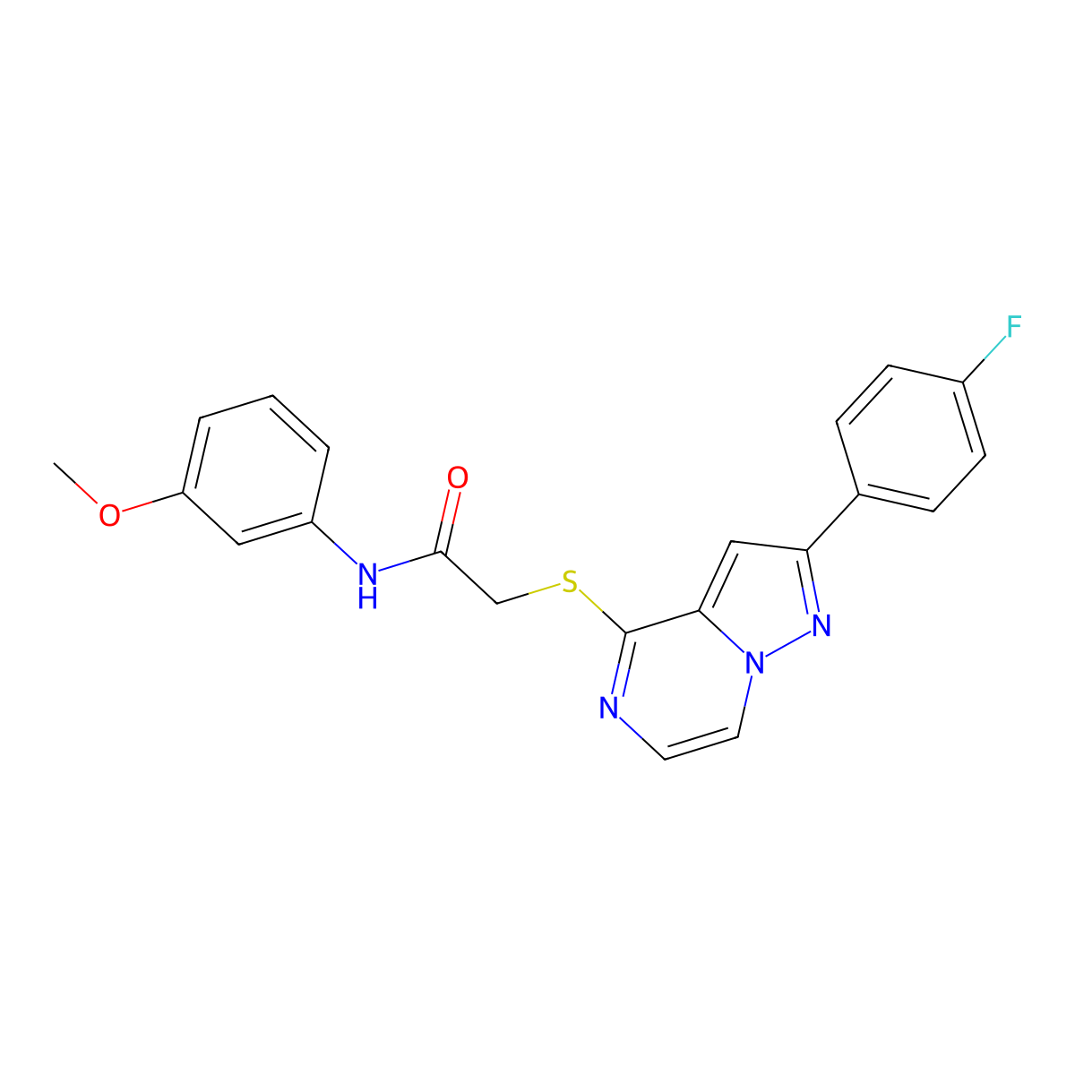 2-{[2-(4-fluorophenyl)pyrazolo[1,5-a]pyrazin-4-yl]sulfanyl}-N-(3-methoxyphenyl)acetamide molecular structure, CAS 1040643-29-5