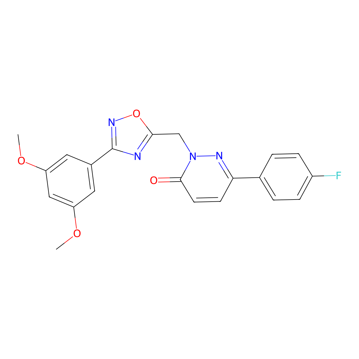 2-{[3-(3,5-Dimethoxyphenyl)-1,2,4-oxadiazol-5-yl]methyl}-6-(4-fluorophenyl)-2,3-dihydropyridazin-3-one molecular structure, CAS 1040643-30-8
