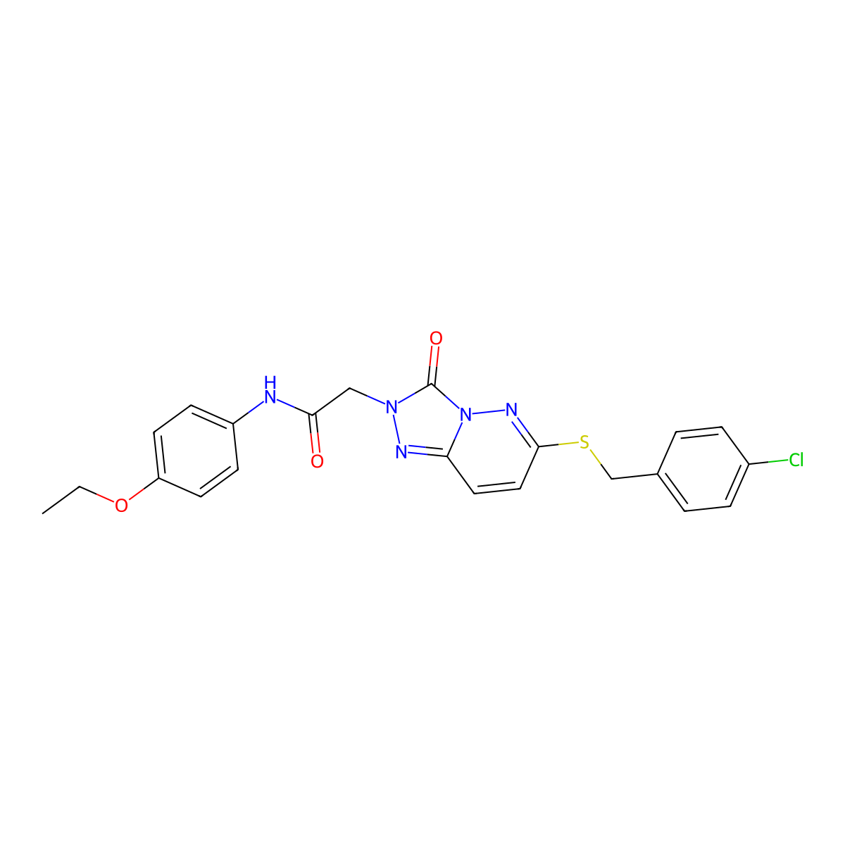 2-(6-{[(4-chlorophenyl)methyl]sulfanyl}-3-oxo-2H,3H-[1,2,4]triazolo[4,3-b]pyridazin-2-yl)-N-(4-ethoxyphenyl)acetamide molecular structure, CAS 1040643-31-9