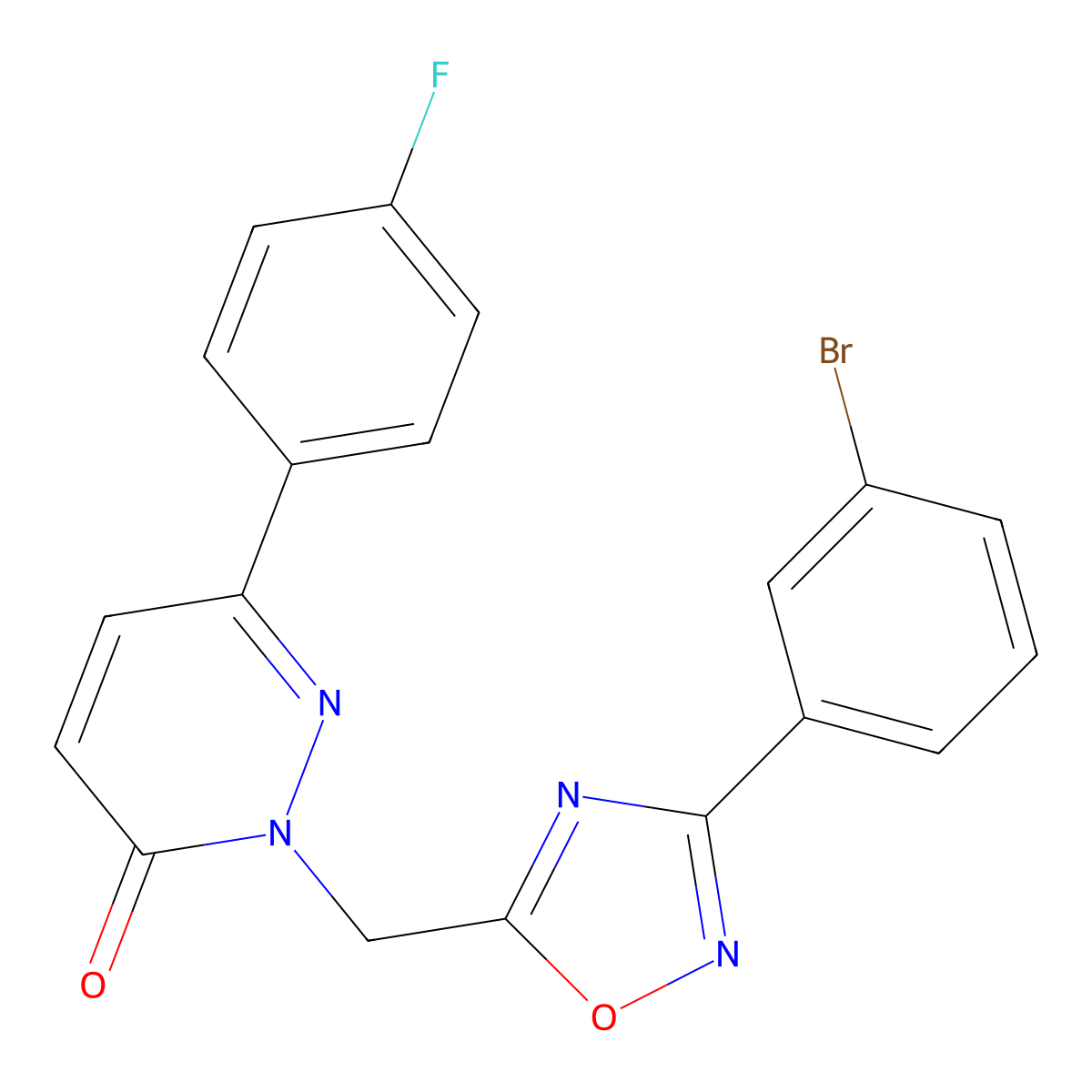 2-{[3-(3-Bromophenyl)-1,2,4-oxadiazol-5-yl]methyl}-6-(4-fluorophenyl)-2,3-dihydropyridazin-3-one molecular structure, CAS 1040643-38-6