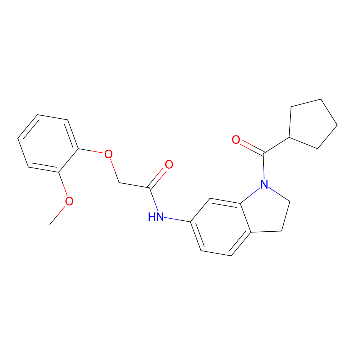 N-(1-(cyclopentanecarbonyl)indolin-6-yl)-2-(2-methoxyphenoxy)acetamide molecular structure, CAS 1040643-42-2