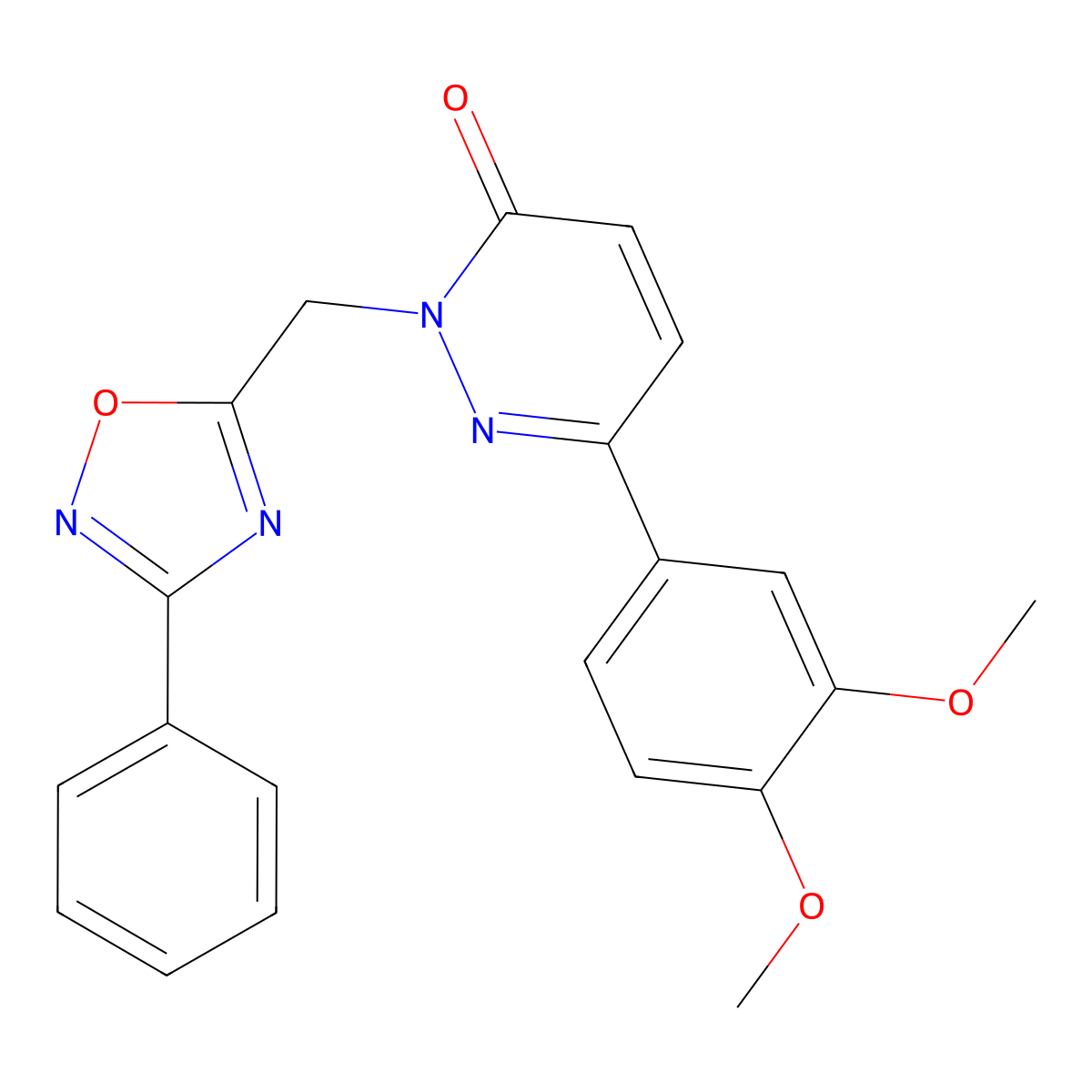 6-(3,4-dimethoxyphenyl)-2-((3-phenyl-1,2,4-oxadiazol-5-yl)methyl)pyridazin-3(2H)-one molecular structure, CAS 1040643-46-6