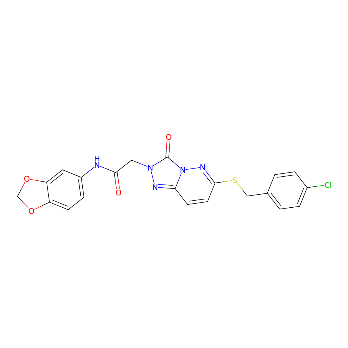 N-(2H-1,3-benzodioxol-5-yl)-2-(6-{[(4-chlorophenyl)methyl]sulfanyl}-3-oxo-2H,3H-[1,2,4]triazolo[4,3-b]pyridazin-2-yl)acetamide molecular structure, CAS 1040643-47-7