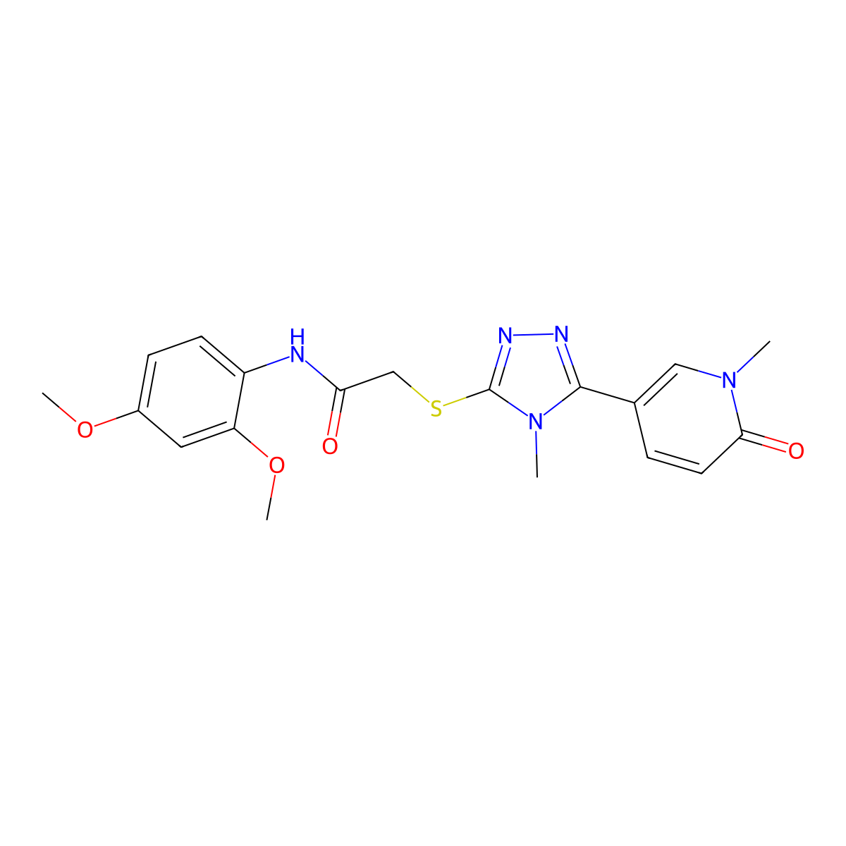 N-(2,4-dimethoxyphenyl)-2-{[4-methyl-5-(1-methyl-6-oxo-1,6-dihydropyridin-3-yl)-4H-1,2,4-triazol-3-yl]sulfanyl}acetamide molecular structure, CAS 1040643-49-9