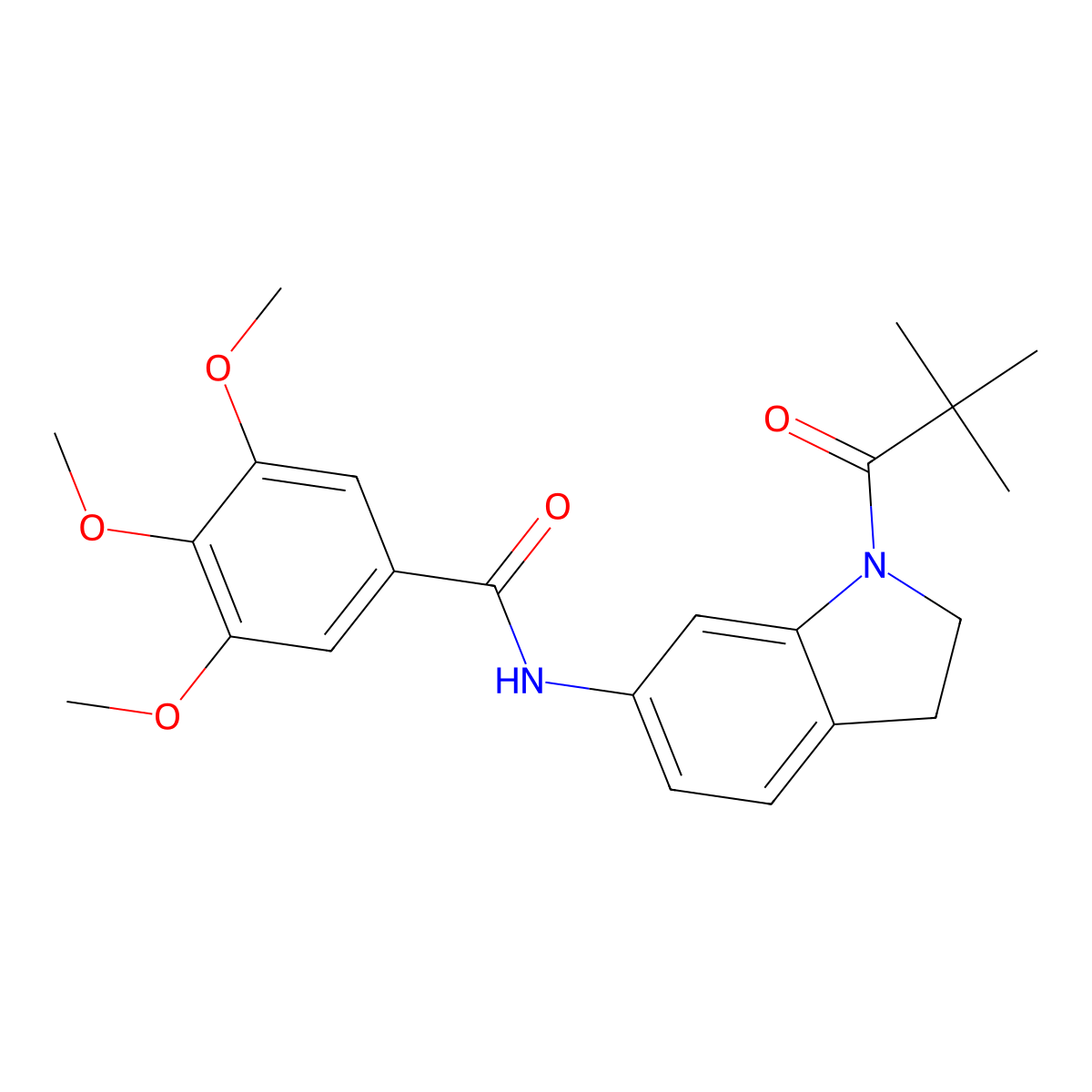 3,4,5-trimethoxy-N-(1-pivaloylindolin-6-yl)benzamide molecular structure, CAS 1040643-50-2