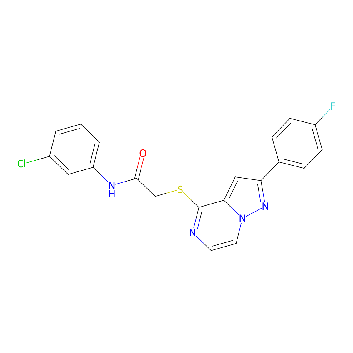 N-(3-chlorophenyl)-2-{[2-(4-fluorophenyl)pyrazolo[1,5-a]pyrazin-4-yl]sulfanyl}acetamide molecular structure, CAS 1040643-53-5