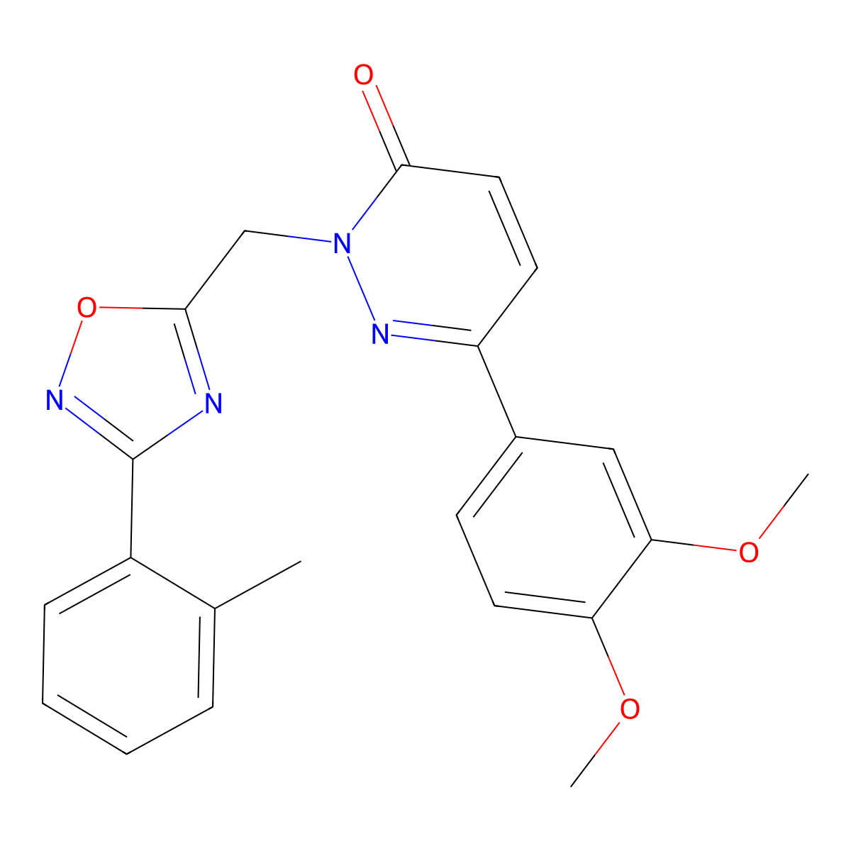 6-(3,4-dimethoxyphenyl)-2-((3-(o-tolyl)-1,2,4-oxadiazol-5-yl)methyl)pyridazin-3(2H)-one molecular structure, CAS 1040643-54-6