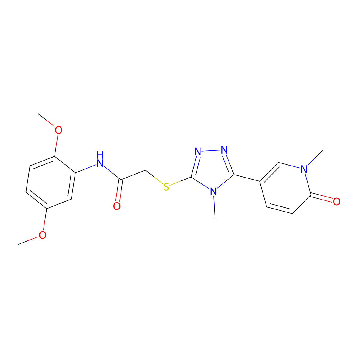 N-(2,5-dimethoxyphenyl)-2-{[4-methyl-5-(1-methyl-6-oxo-1,6-dihydropyridin-3-yl)-4H-1,2,4-triazol-3-yl]sulfanyl}acetamide molecular structure, CAS 1040643-57-9