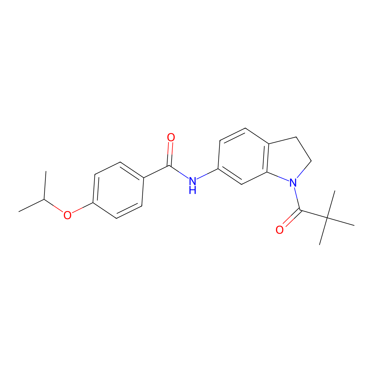 4-isopropoxy-N-(1-pivaloylindolin-6-yl)benzamide molecular structure, CAS 1040643-58-0