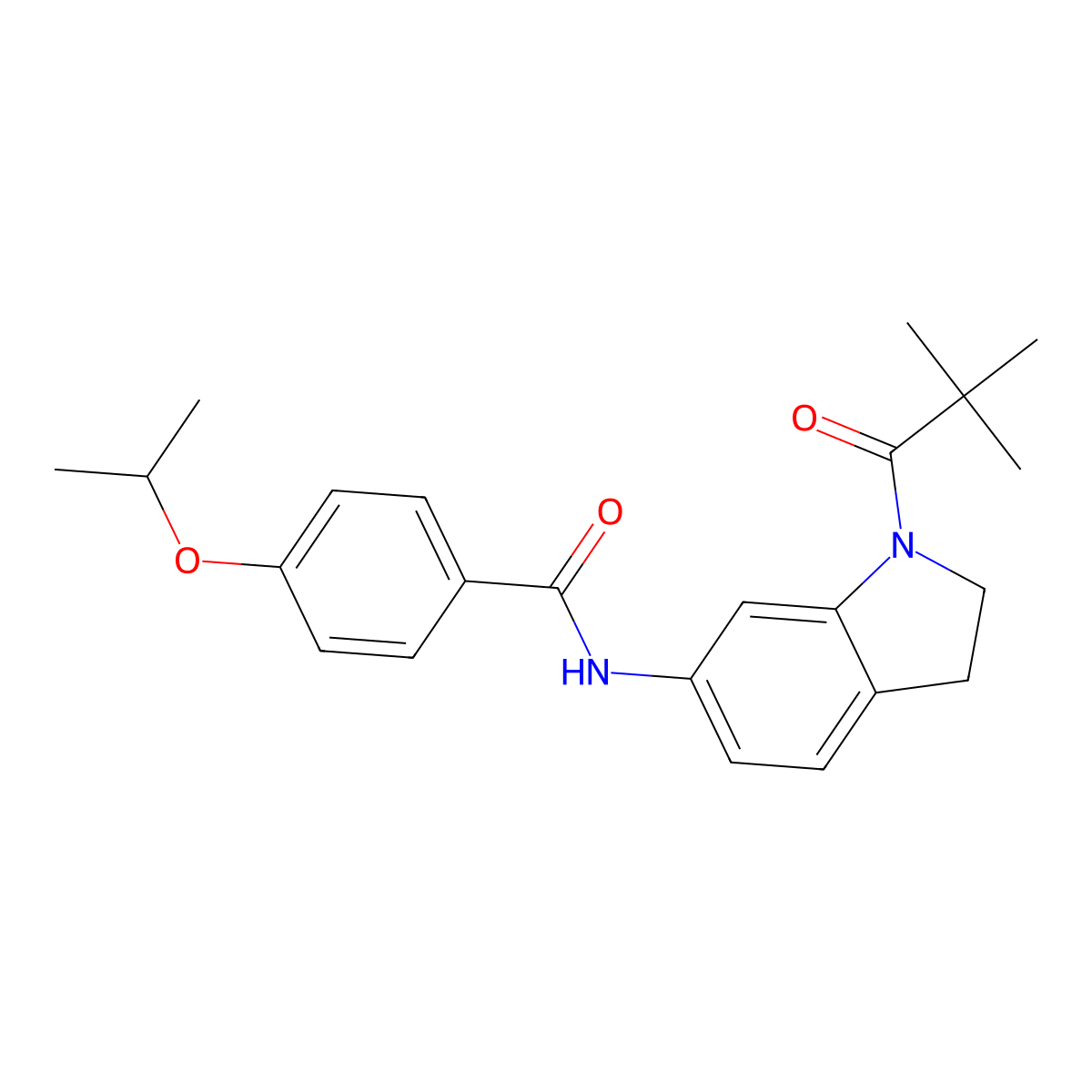 4-isopropoxy-N-(1-pivaloylindolin-6-yl)benzamide molecular structure, CAS 1040643-58-0