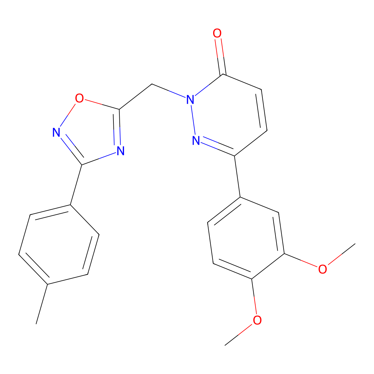 6-(3,4-dimethoxyphenyl)-2-((3-(p-tolyl)-1,2,4-oxadiazol-5-yl)methyl)pyridazin-3(2H)-one molecular structure, CAS 1040643-62-6