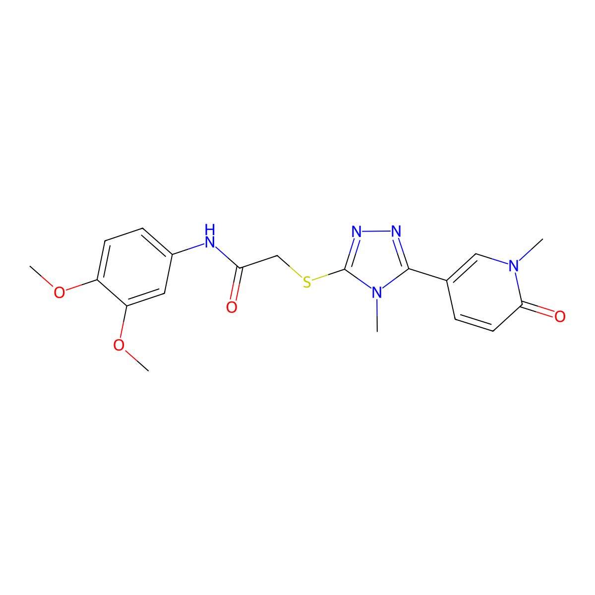 N-(3,4-dimethoxyphenyl)-2-{[4-methyl-5-(1-methyl-6-oxo-1,6-dihydropyridin-3-yl)-4H-1,2,4-triazol-3-yl]sulfanyl}acetamide molecular structure, CAS 1040643-65-9