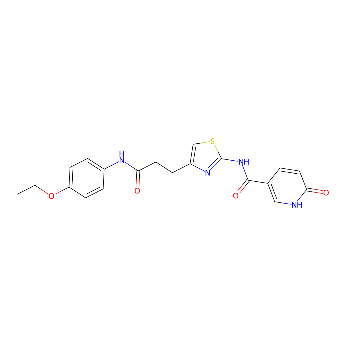 N-(4-{2-[(4-ethoxyphenyl)carbamoyl]ethyl}-1,3-thiazol-2-yl)-6-oxo-1,6-dihydropyridine-3-carboxamide molecular structure, CAS 1040643-72-8