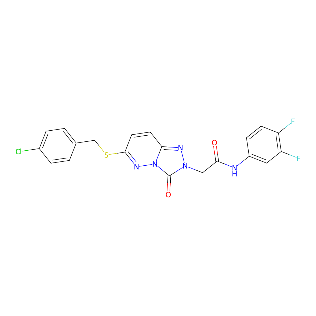 2-(6-((4-chlorobenzyl)thio)-3-oxo-[1,2,4]triazolo[4,3-b]pyridazin-2(3H)-yl)-N-(3,4-difluorophenyl)acetamide molecular structure, CAS 1040643-79-5
