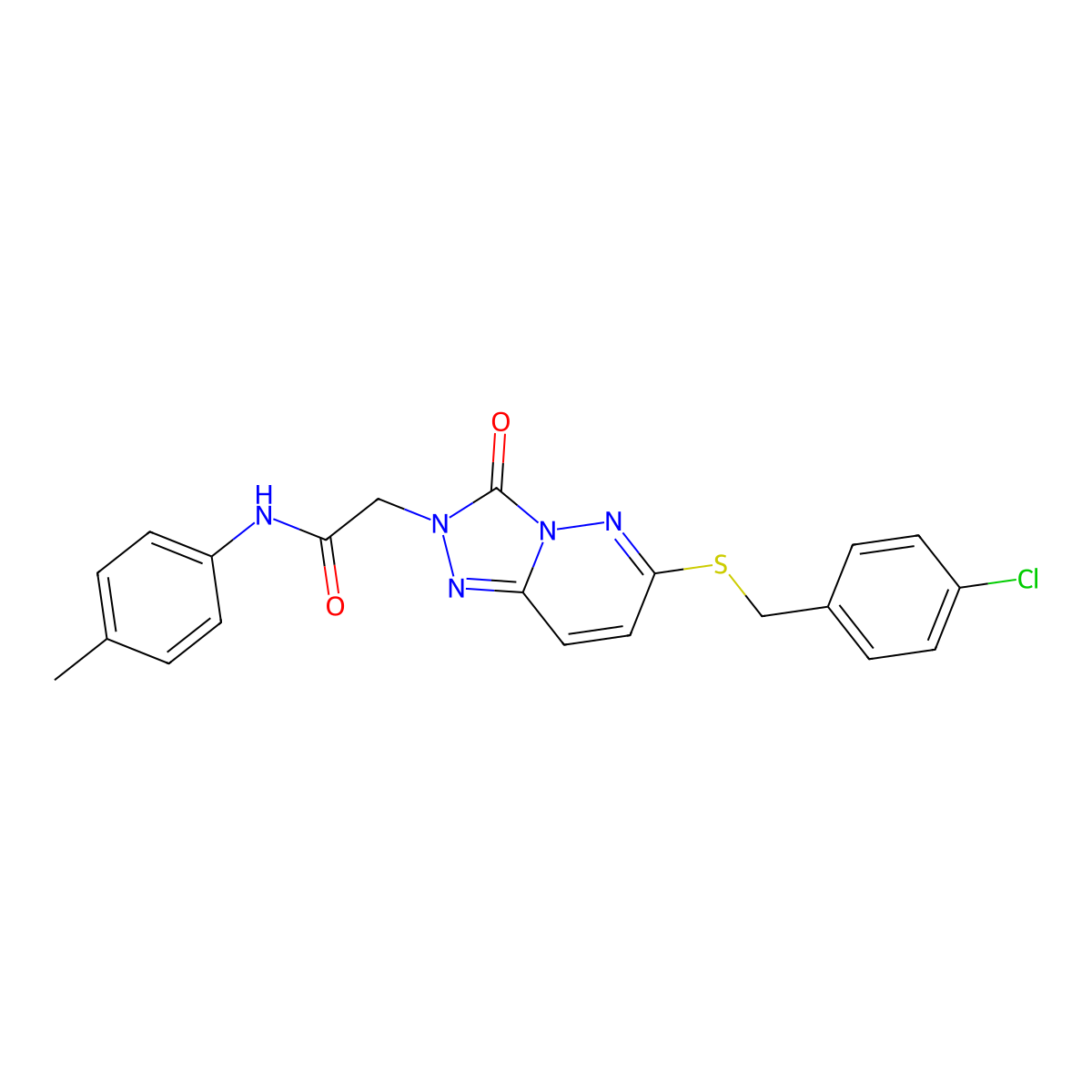 2-(6-((4-chlorobenzyl)thio)-3-oxo-[1,2,4]triazolo[4,3-b]pyridazin-2(3H)-yl)-N-(p-tolyl)acetamide molecular structure, CAS 1040643-87-5