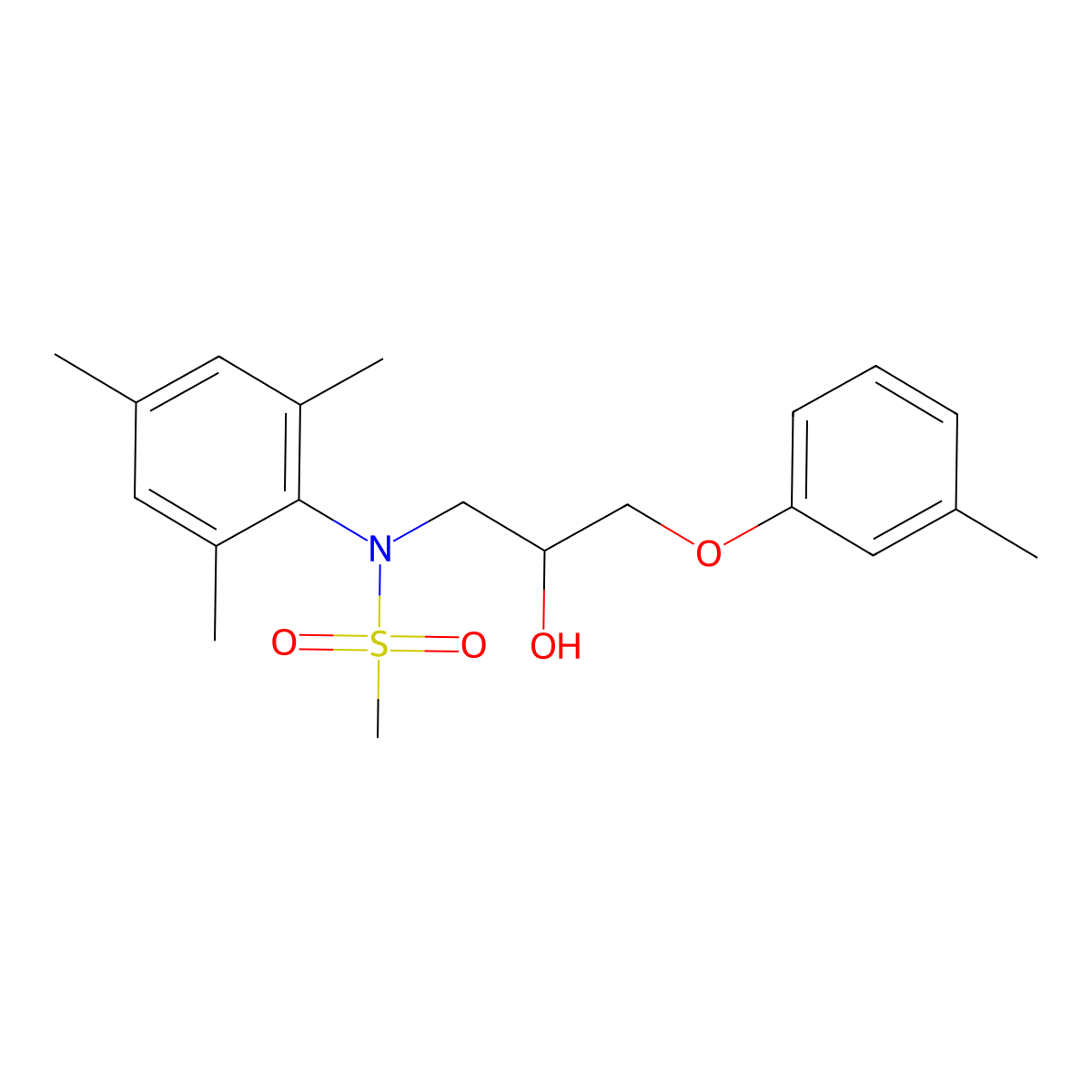 N-(2-hydroxy-3-(m-tolyloxy)propyl)-N-mesitylmethanesulfonamide molecular structure, CAS 1040643-92-2