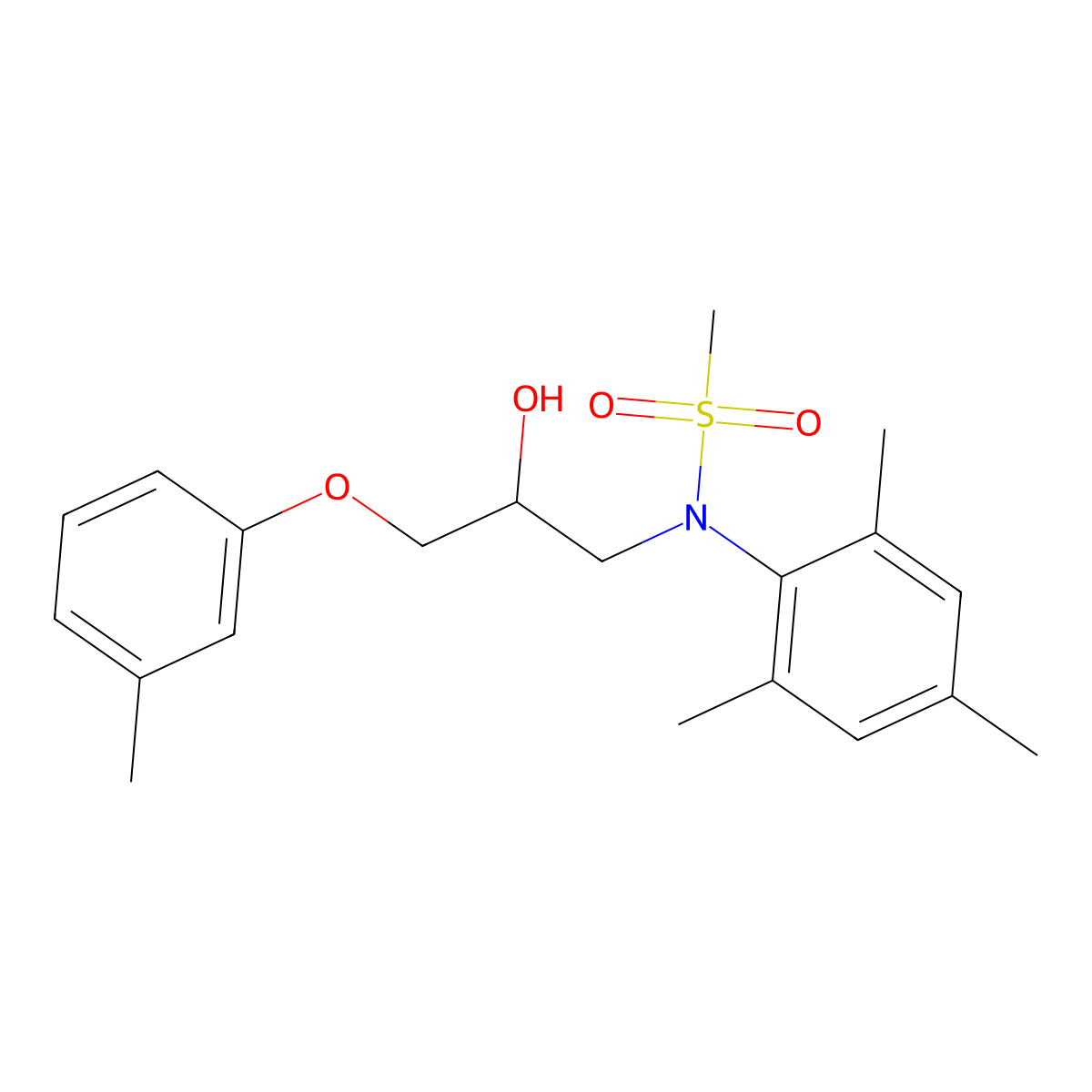 N-(2-hydroxy-3-(m-tolyloxy)propyl)-N-mesitylmethanesulfonamide molecular structure, CAS 1040643-92-2