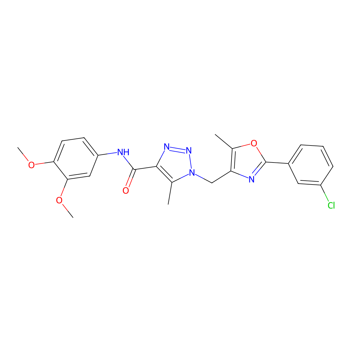 1-{[2-(3-chlorophenyl)-5-methyl-1,3-oxazol-4-yl]methyl}-N-(3,4-dimethoxyphenyl)-5-methyl-1H-1,2,3-triazole-4-carboxamide molecular structure, CAS 1040643-93-3