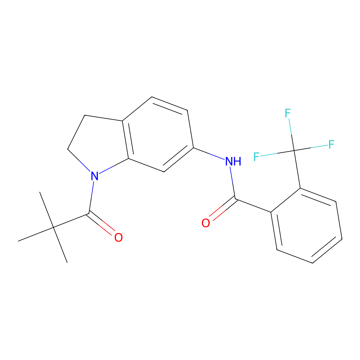 N-[1-(2,2-dimethylpropanoyl)-2,3-dihydro-1H-indol-6-yl]-2-(trifluoromethyl)benzamide molecular structure, CAS 1040643-98-8