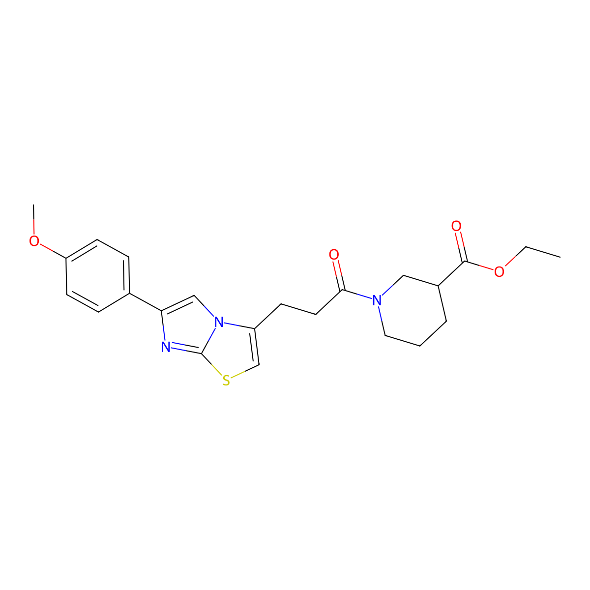 Ethyl 1-(3-(6-(4-methoxyphenyl)imidazo[2,1-b]thiazol-3-yl)propanoyl)piperidine-3-carboxylate molecular structure, CAS 1040643-99-9