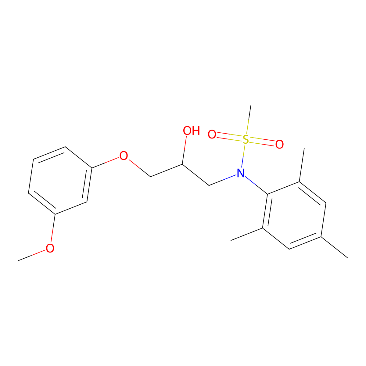 N-(2-hydroxy-3-(3-methoxyphenoxy)propyl)-N-mesitylmethanesulfonamide molecular structure, CAS 1040644-00-5